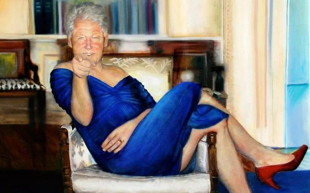 bill clinton blue dress painting You, too, could have a picture of in a hanging in your home, just like Jeffrey Epstein did Size:UK 6 - (approx. US 2) laid back denim look American Apparel black body