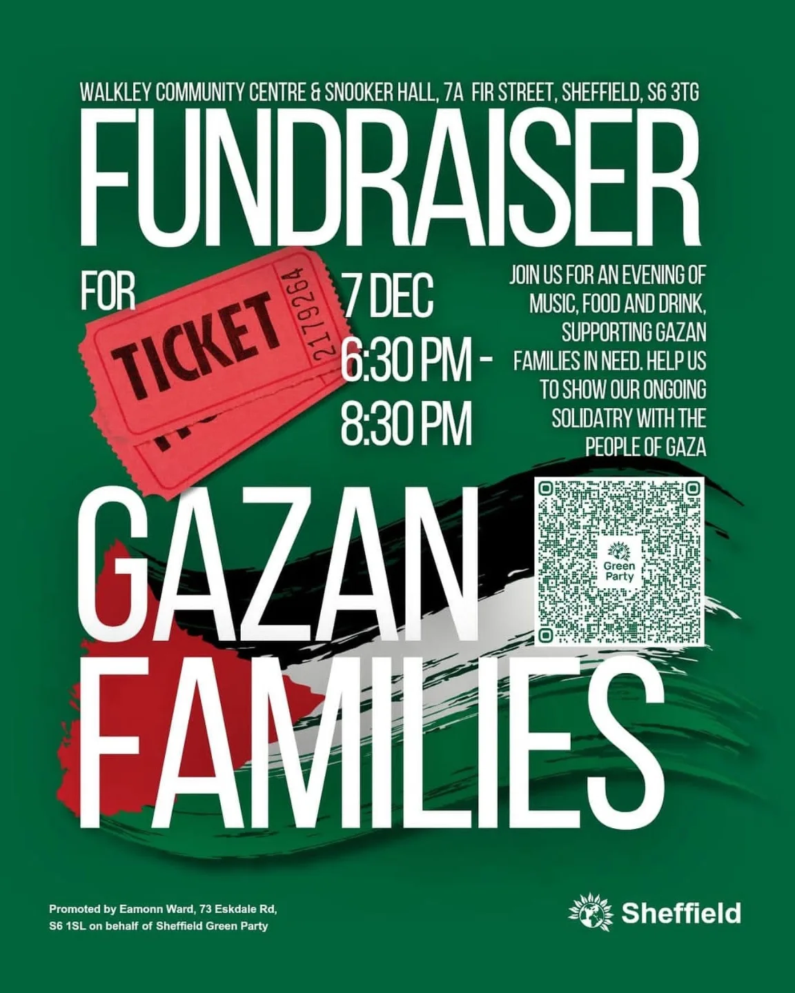 Sheffield - @sheffieldgreens Fundraiser for Gazan Families, scan the QR ...