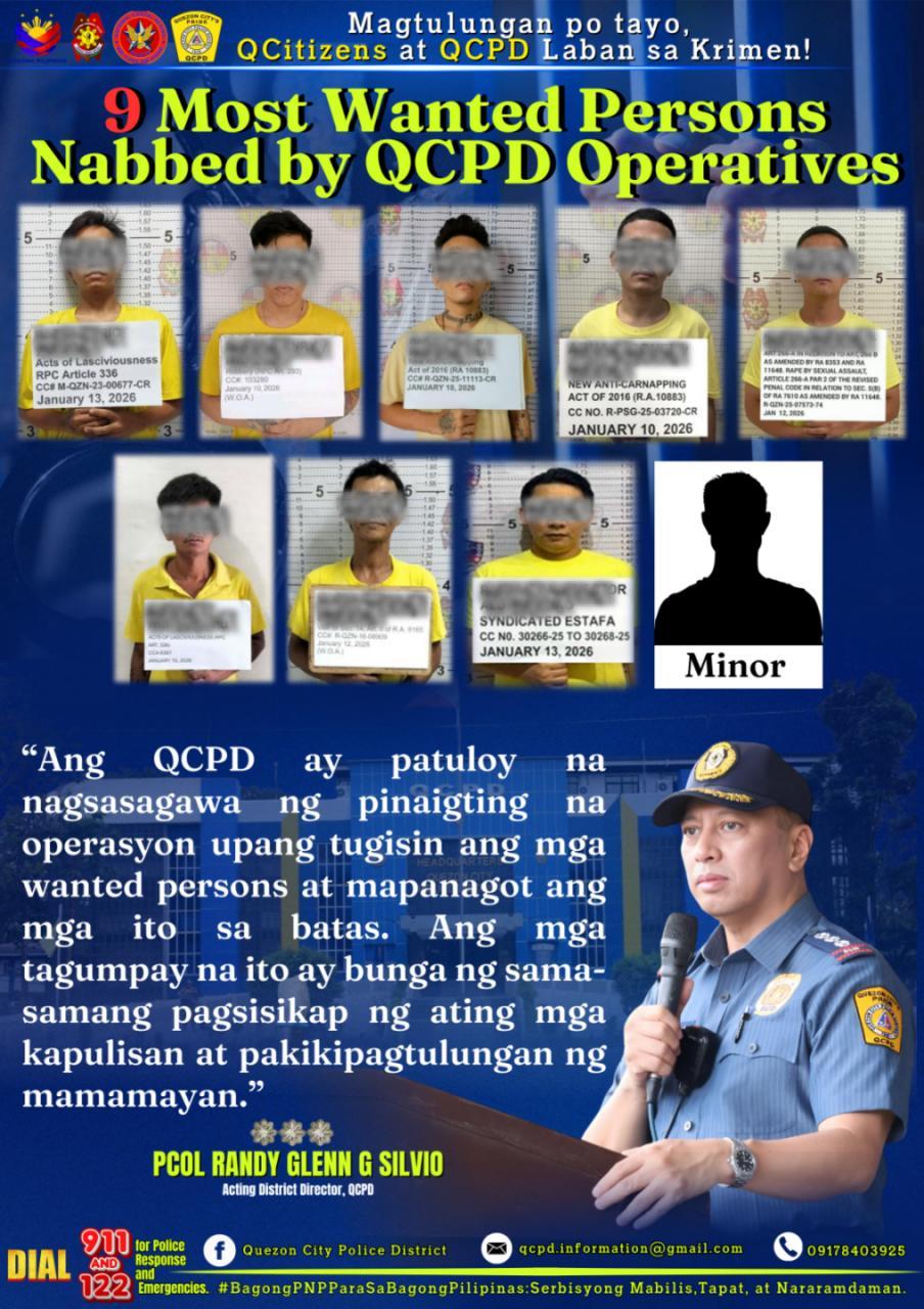 Quezon - 9 Most Wanted Persons Nabbed by QCPD Operatives QUEZON CITY ...