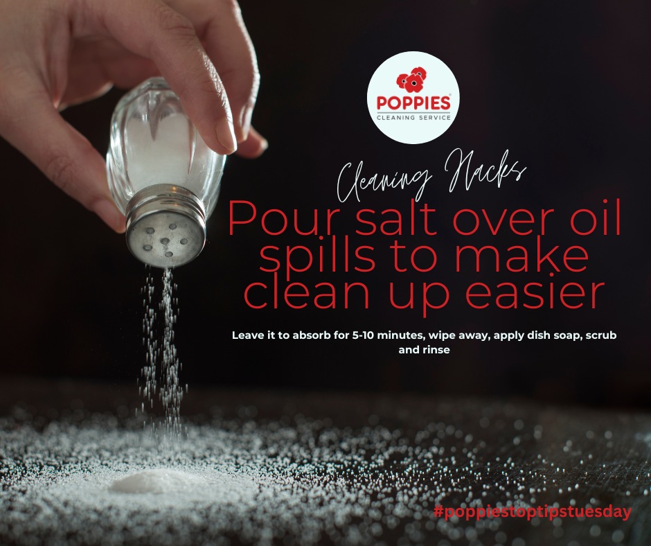 Poppies - #poppiestoptipstuesday 🧂 Add salt to oil spills 🧂 If you add ...