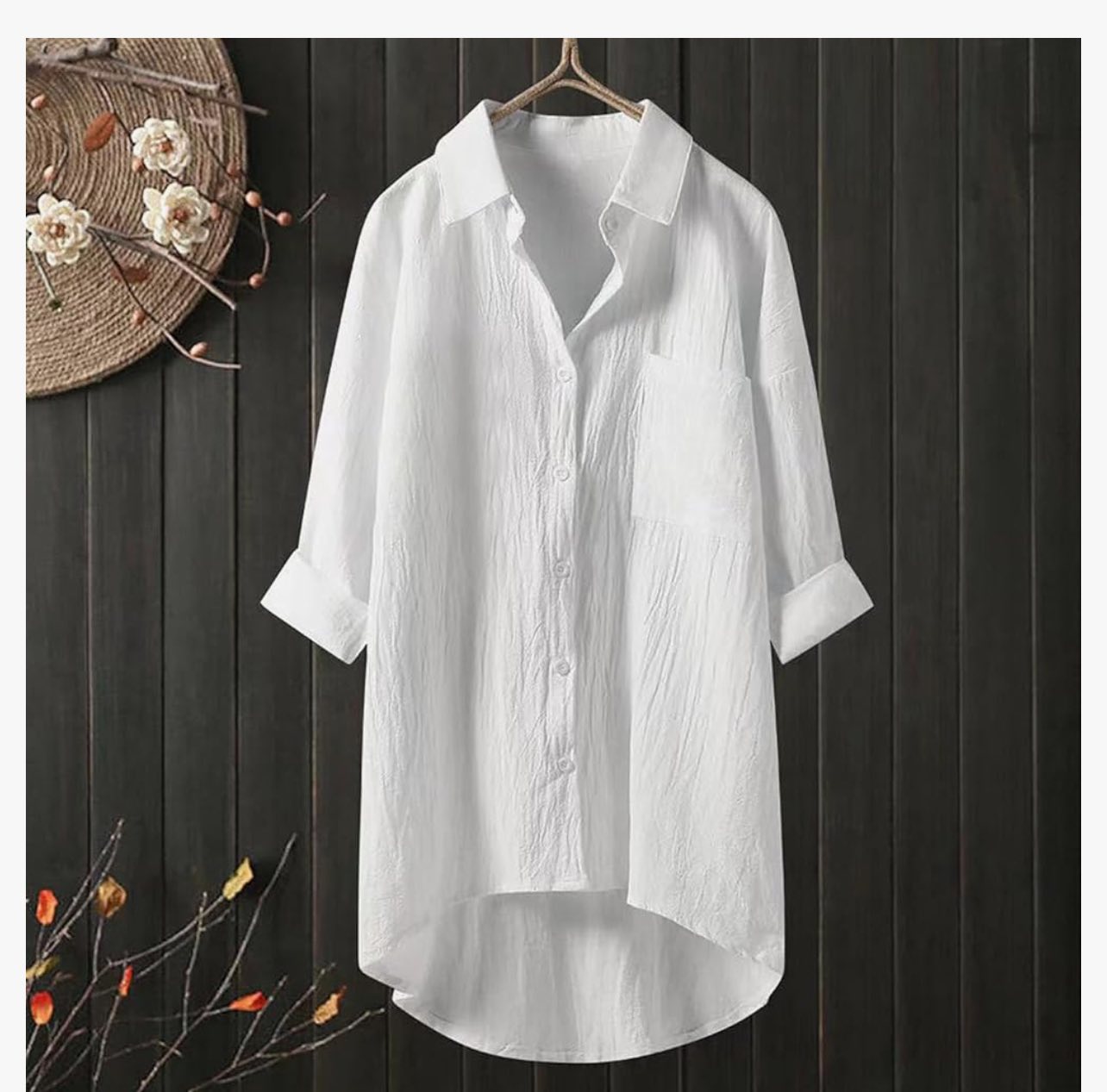 Blouse Femme En Coton Et Lin - Tunique Longue Oversize, Manches Longues, Col V | Style Vintage, Ample, Pour Grande Taille, Look Décontracté Chic