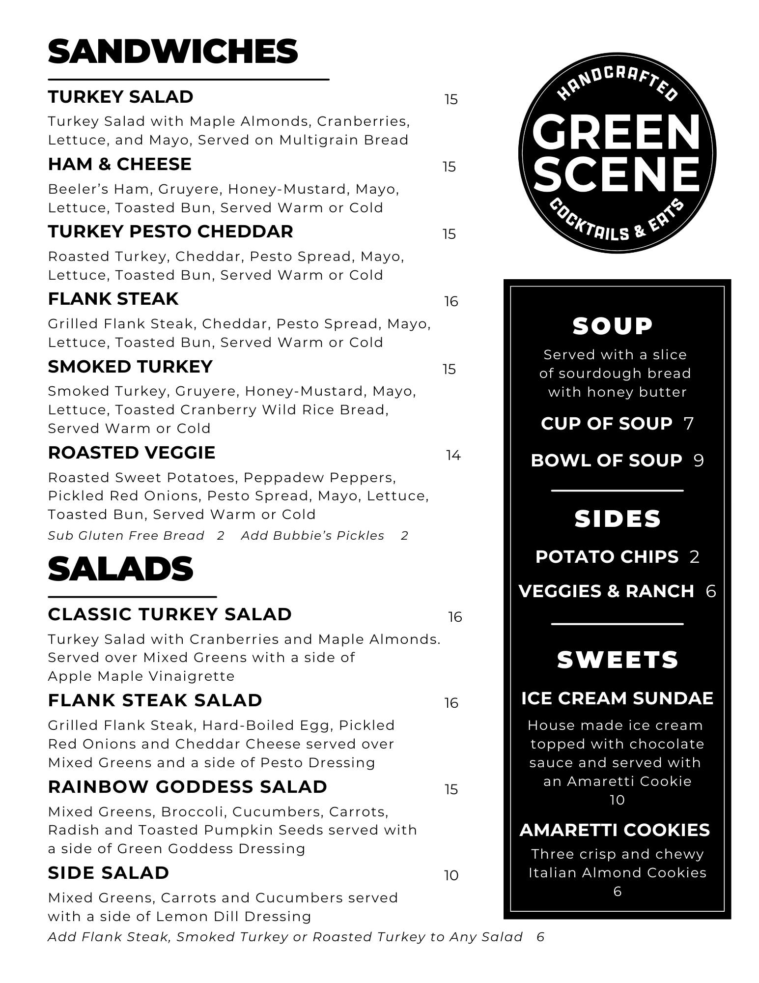 Here's our menu! Come in and... - Green Scene Market & Eatery | Facebook