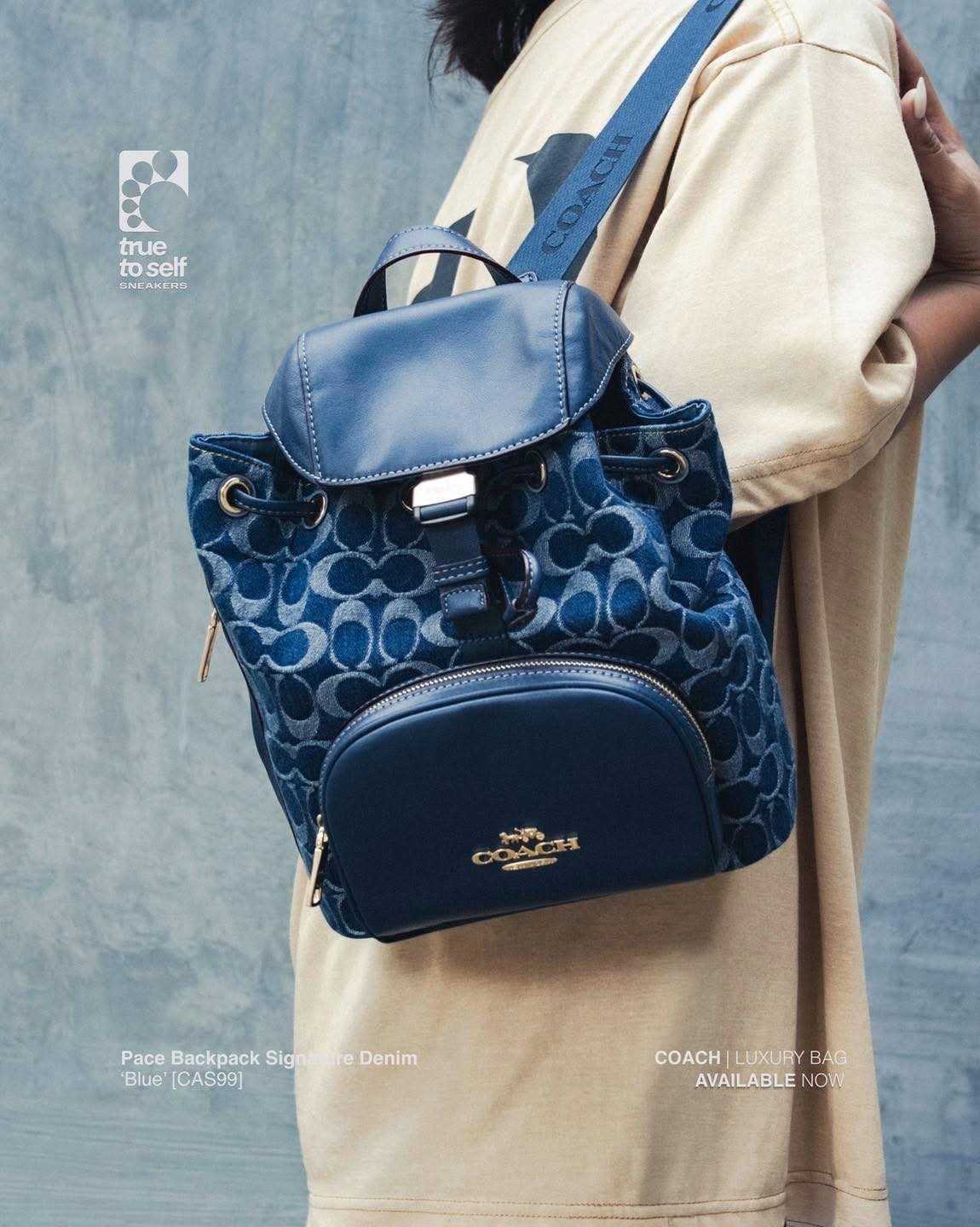 coach backpack price in us Court Maxi Signature Canvas free style features a secure tech sleeve with room for a 16 laptop multifunction pockets to organize gadgets and outside zip and slip pockets for easy access to essentials COACH Pace Backpack Signature Denim