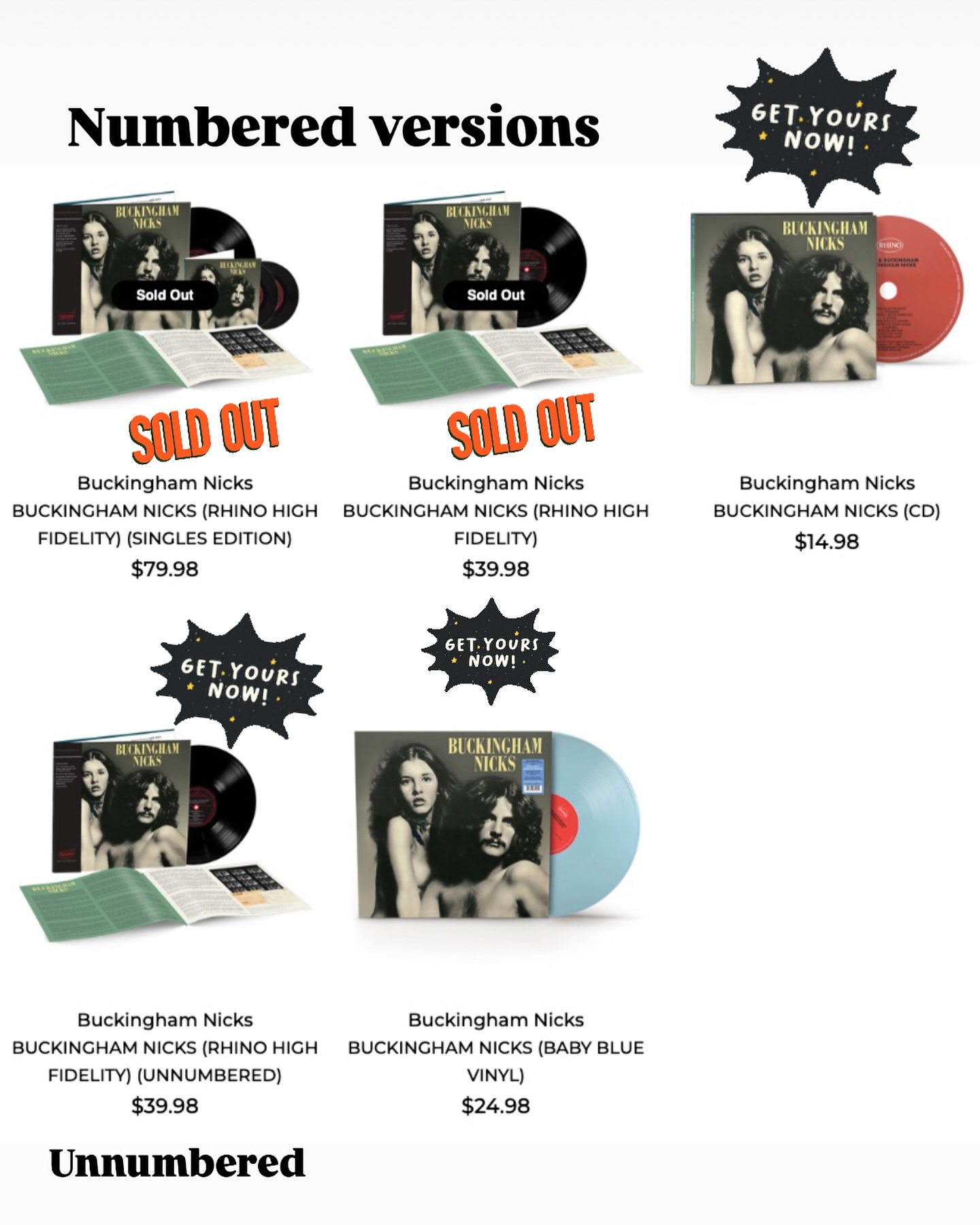 Get Buckingham Nicks vinyl records now at Rhino