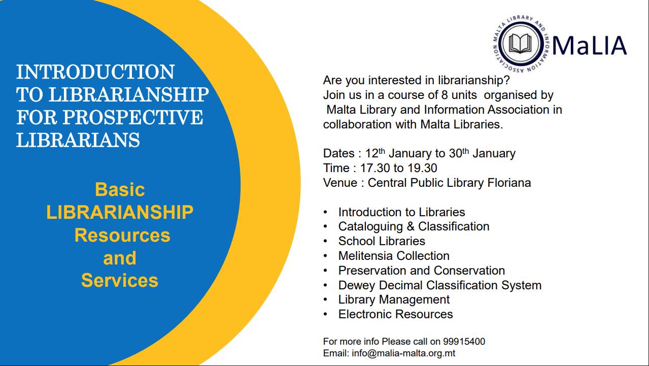 Malta Library and Information Association (MaLIA) | Msida