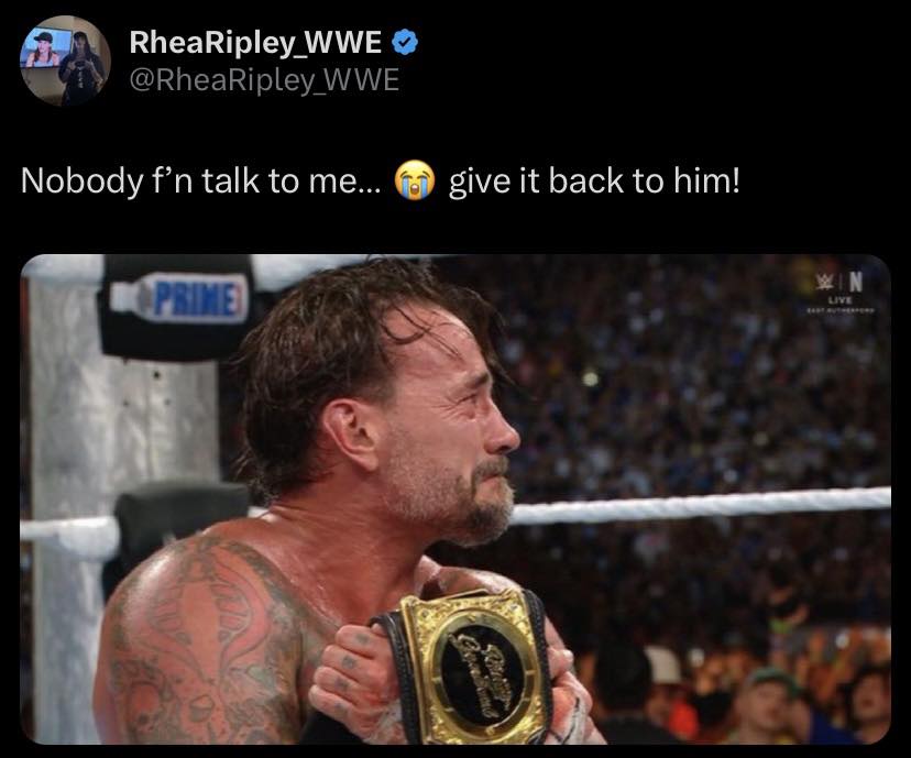 REAL - Rhea Ripley a través de su cuenta: “Que nadie me hable… 😭 ...