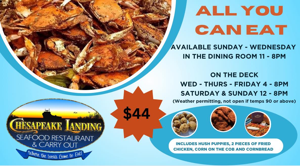 Chesapeake - Deck opens at 4pm for Full Menu and All You Can Eat Crabs ...