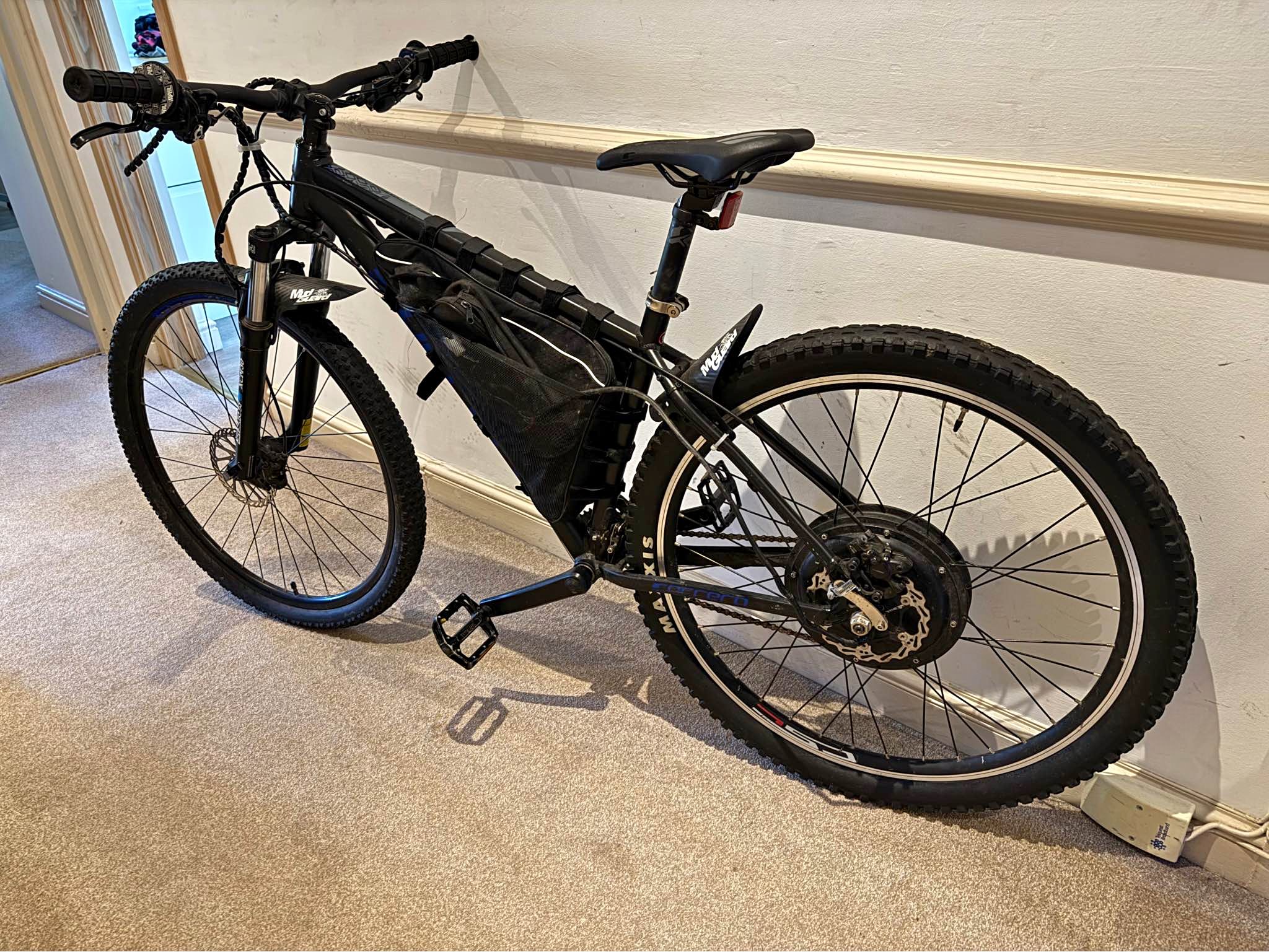 Previously converted e-bike with broken back wheel axle and missing ...
