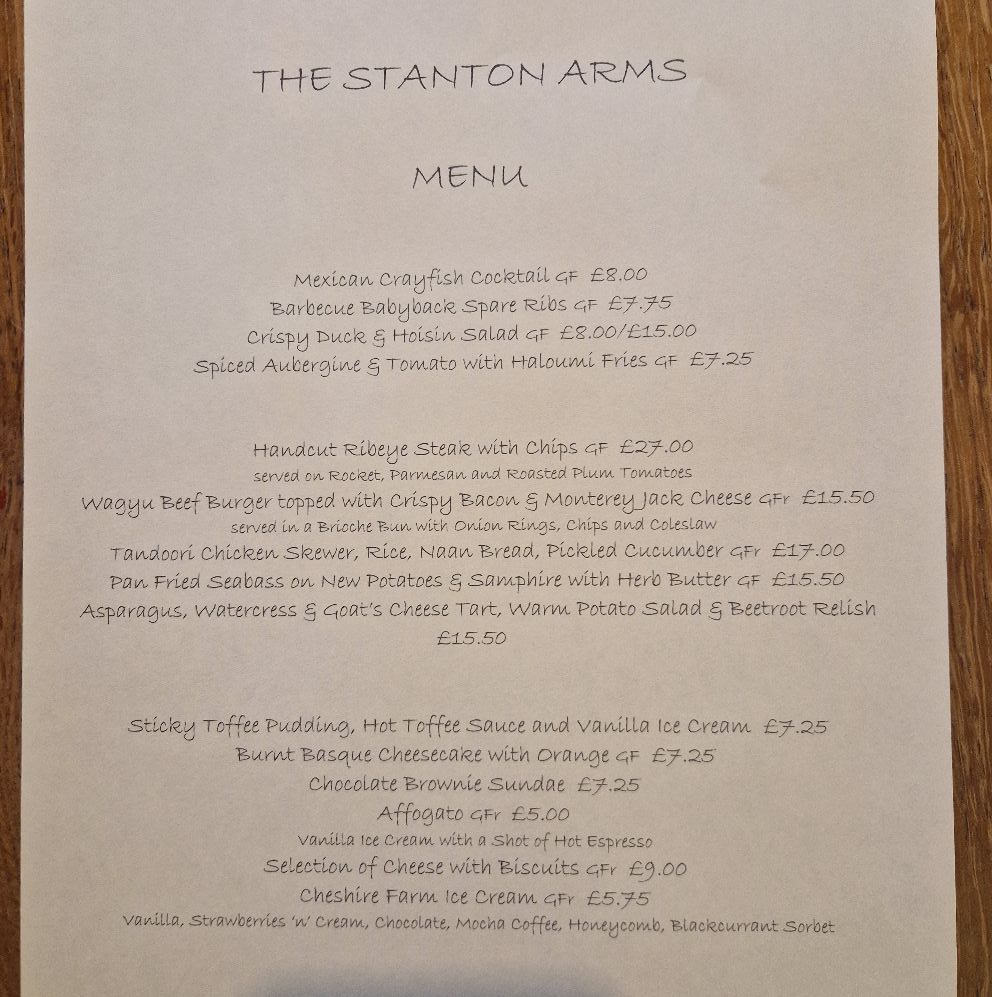 Stanton Arms - Our menu for this week, from Thursday | Facebook
