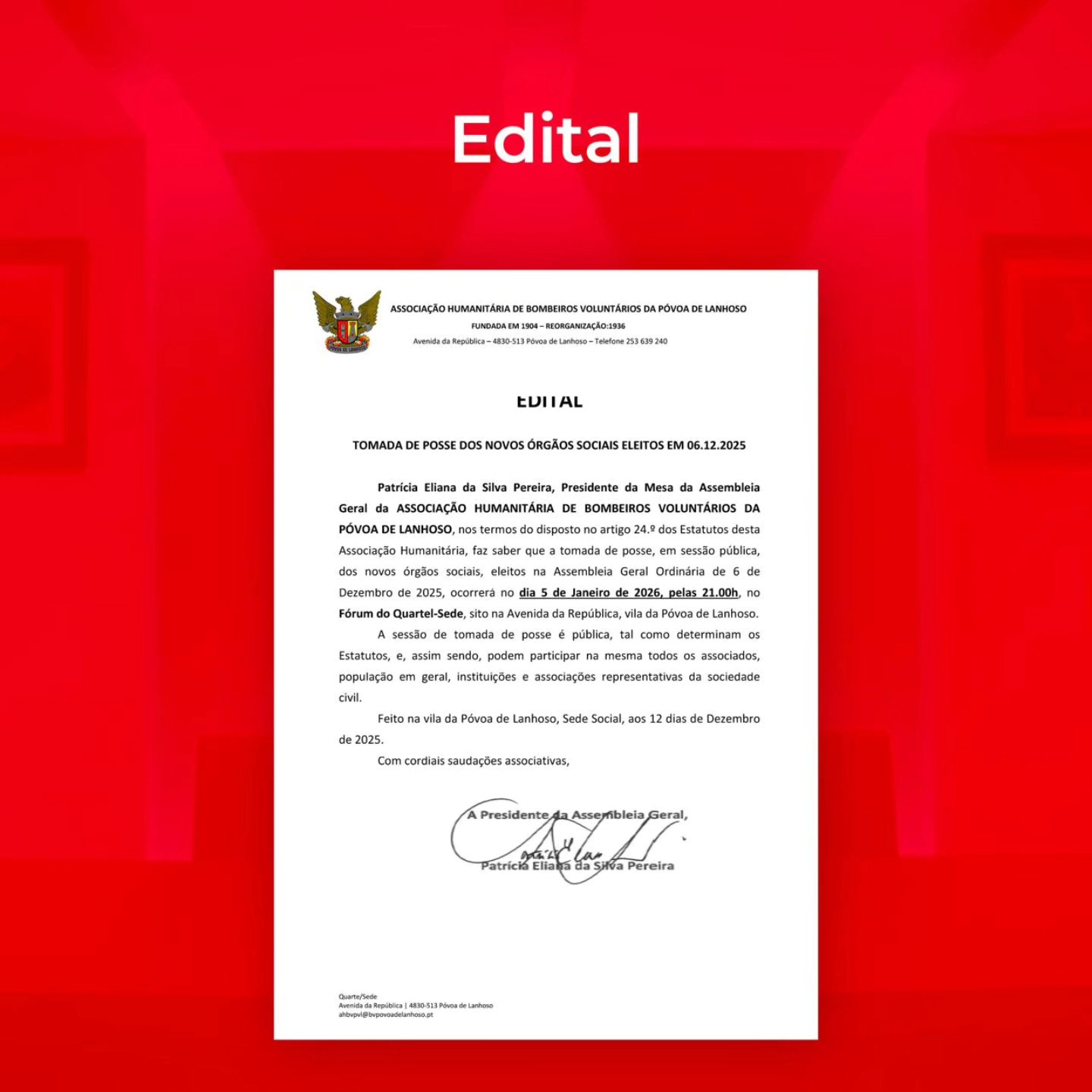 Associação - Convocam-se os Associados para a Tomada de posse dos novos ...