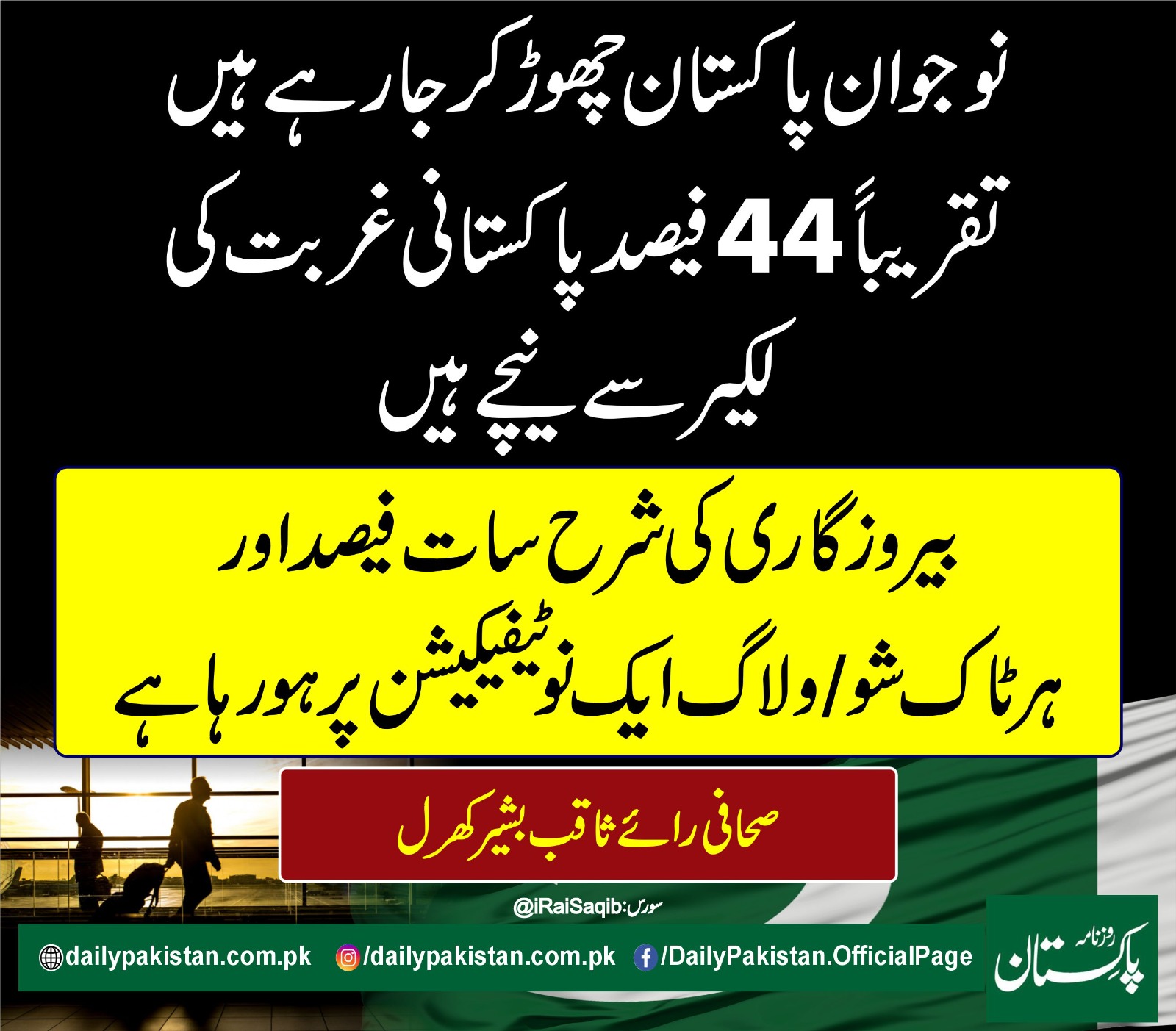 Daily - نوجوان پاکستان چھوڑ کر جا رہے ہیں، تقریبا 44 فیصد پاکستانی غربت ...