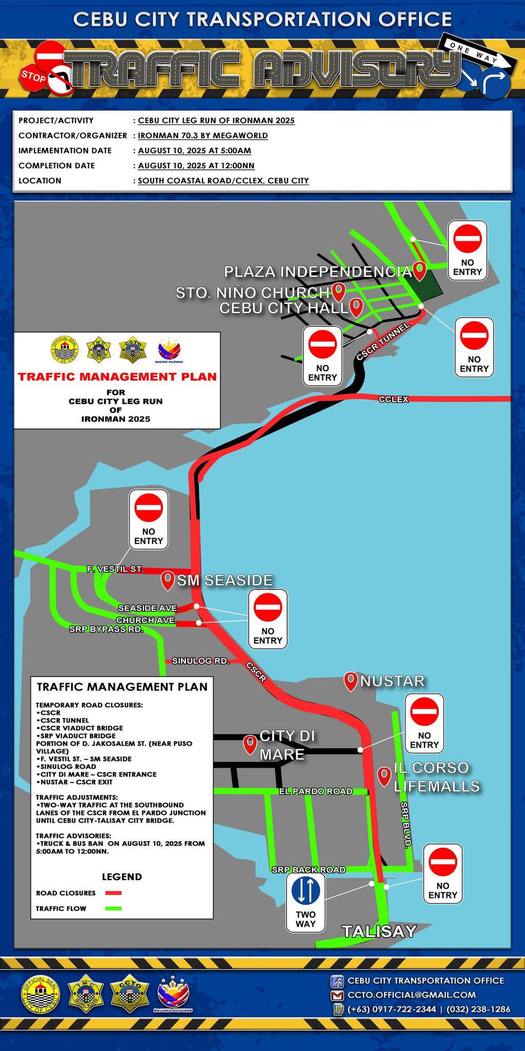 🚧 Traffic Advisory | Sunday, August 9, 2026 To ensure the safety
