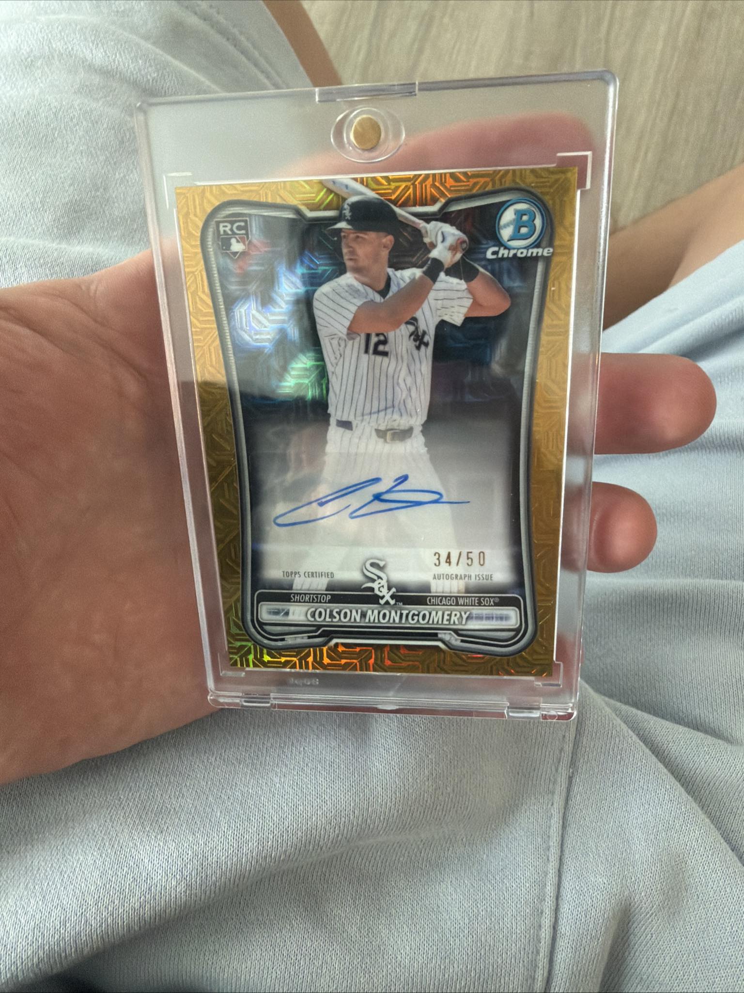 What is the value of a Colson Montgomery autographed baseball card?