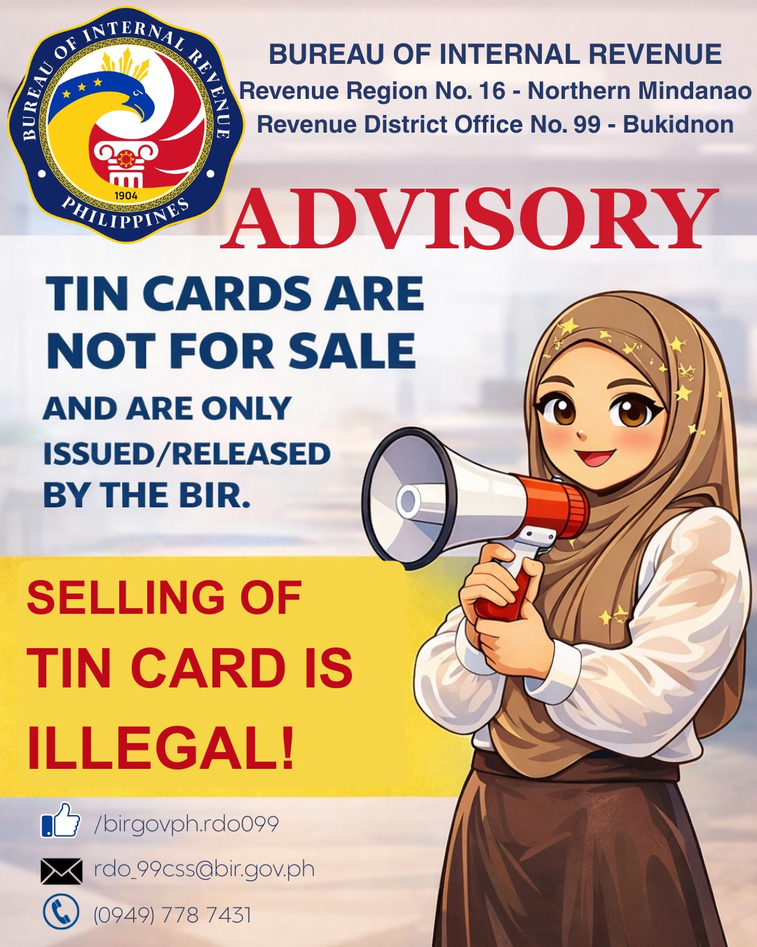 📢 ADVISORY 📢 Taxpayers are reminded... - BIR RDO 99 Bukidnon | Facebook