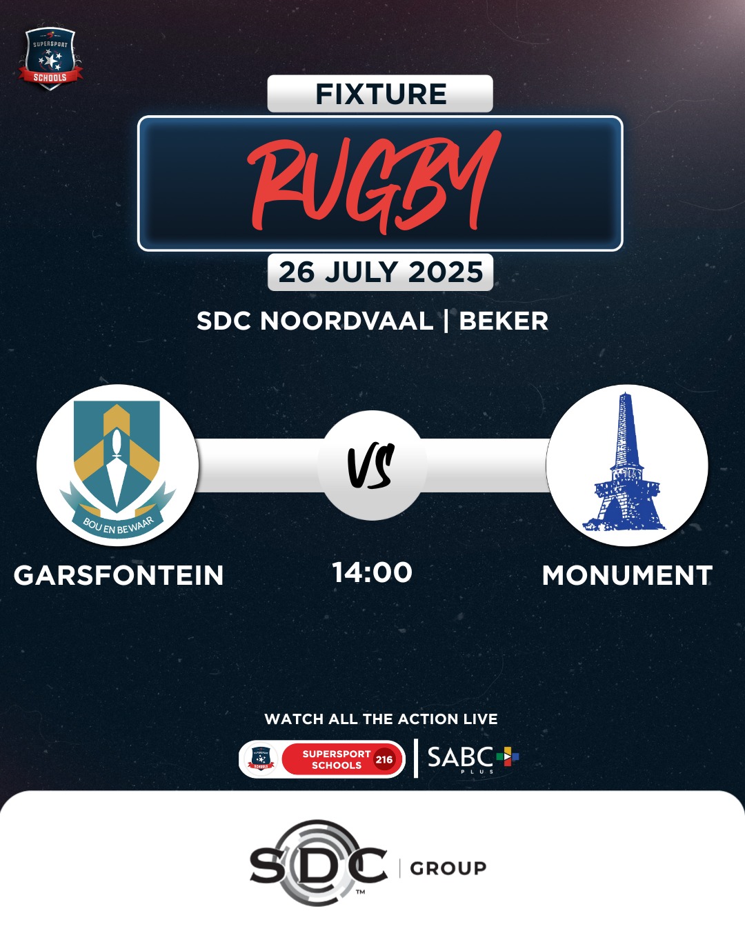 𝗙𝗜𝗫𝗧𝗨𝗥𝗘 | 𝗦𝗗𝗖 𝗡𝗢𝗢𝗥𝗗𝗩𝗔𝗔𝗟 𝗖𝗨𝗣... - SuperSport Schools Rugby | Facebook