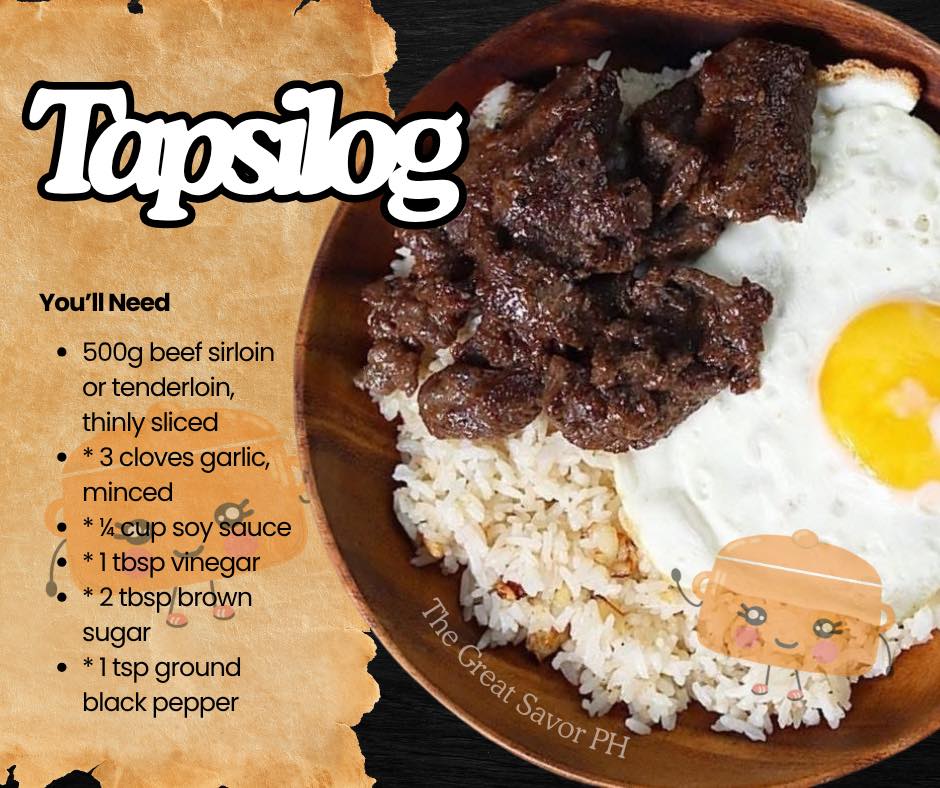 The GREAT - Tapsilog (Beef Tapa, Fried Rice, and Egg) 📌Ingredients ...