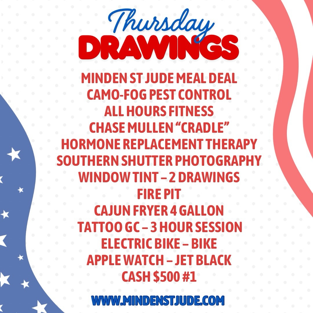 Minden - Here is our Thursday raffle lineup! 🥳 Raffle winners for ALL ...