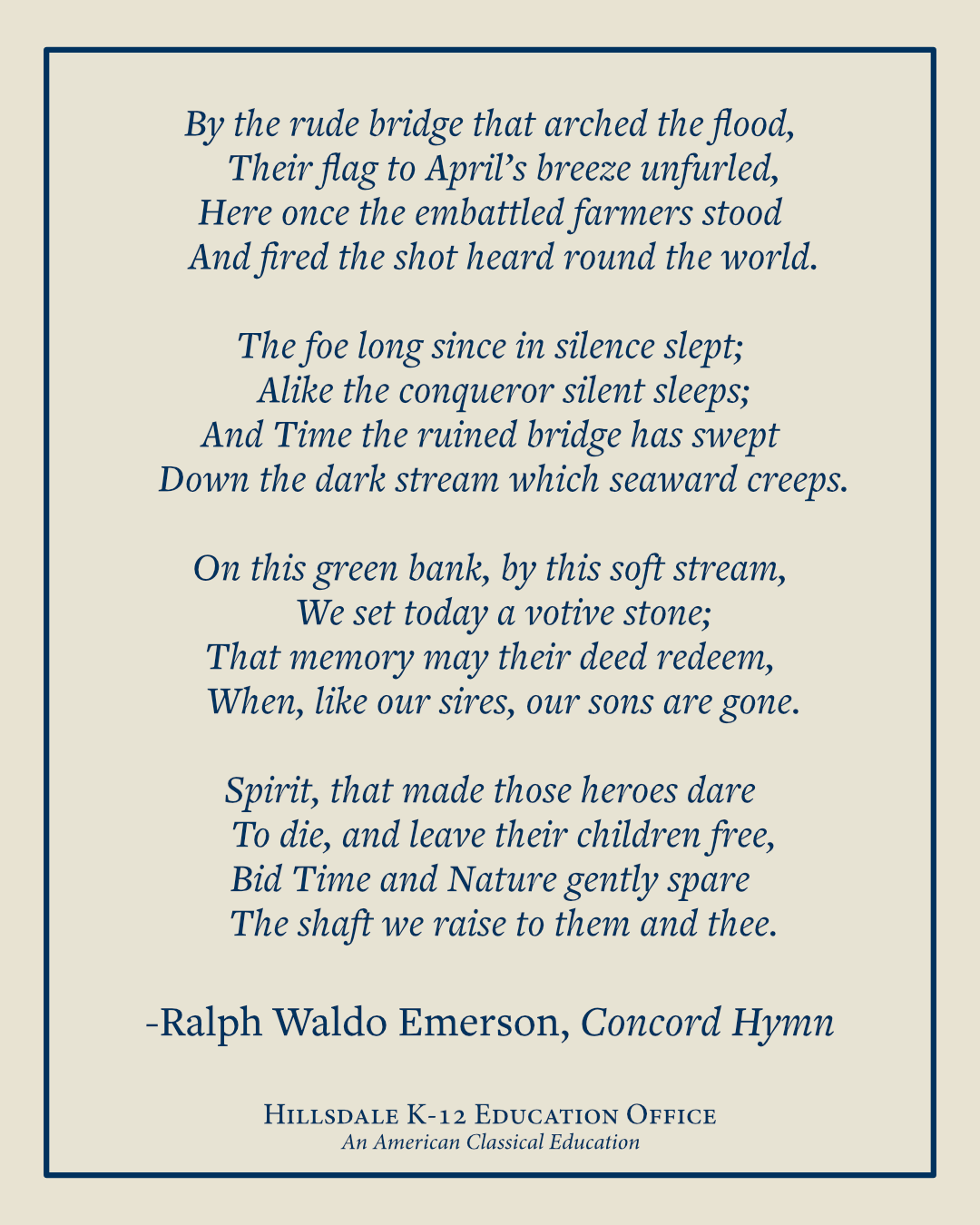 Hillsdale - Ralph Waldo Emerson, the transcendentalist American writer ...