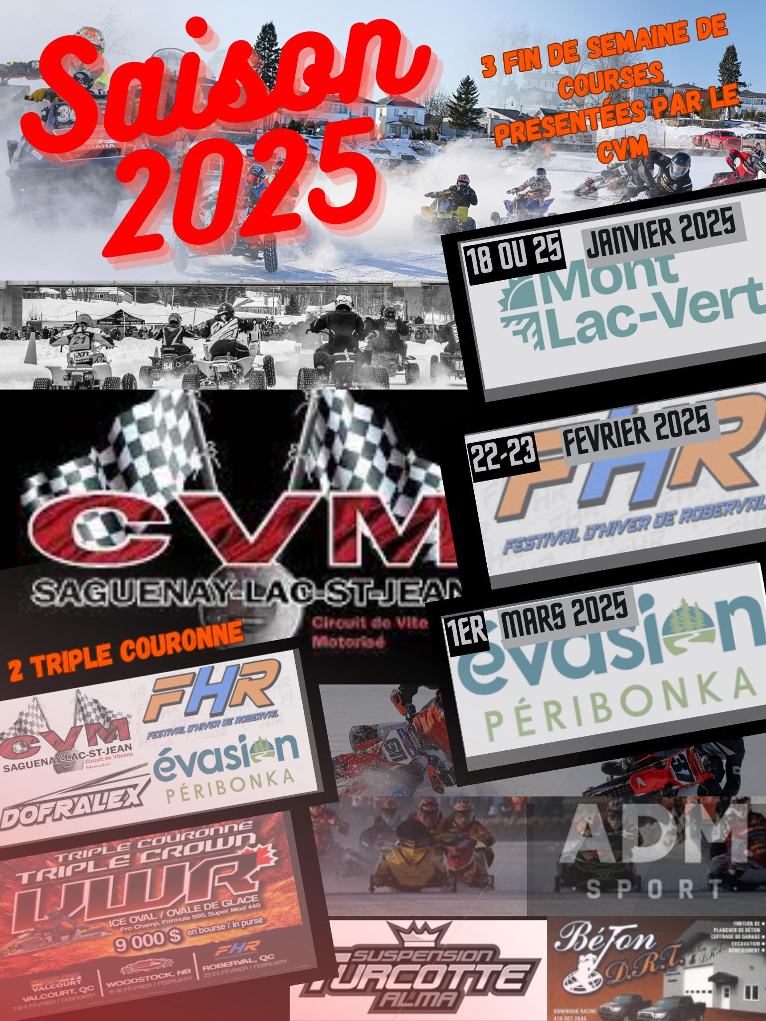 CVM - 🏁😲🏁😲🏁😲 💥Le calendrier de course sur glace du CVM Saguenay-Lac ...
