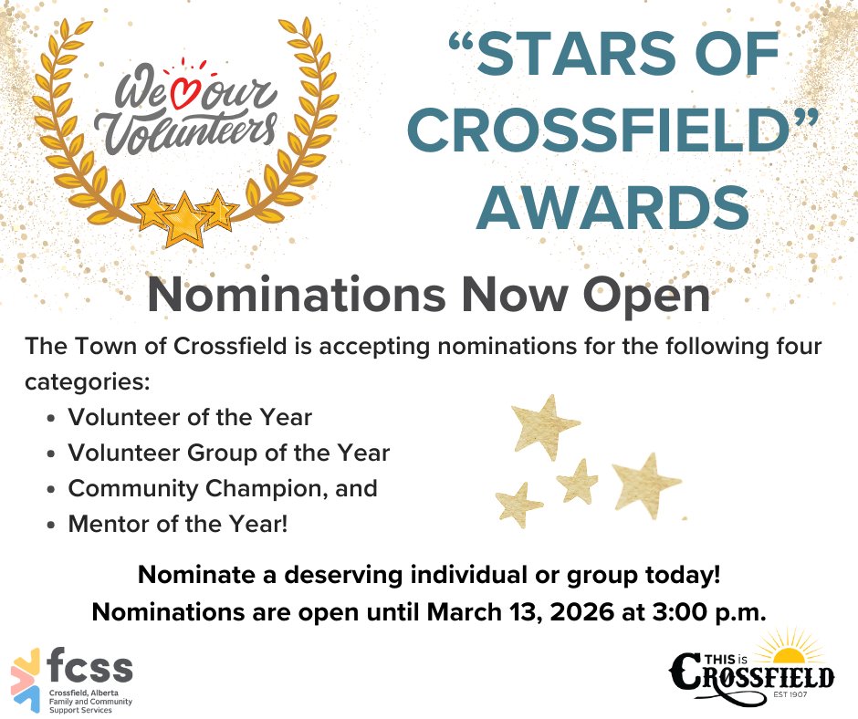 Town - Nominations are now open for the Town of Crossfield’s 2026 Stars ...