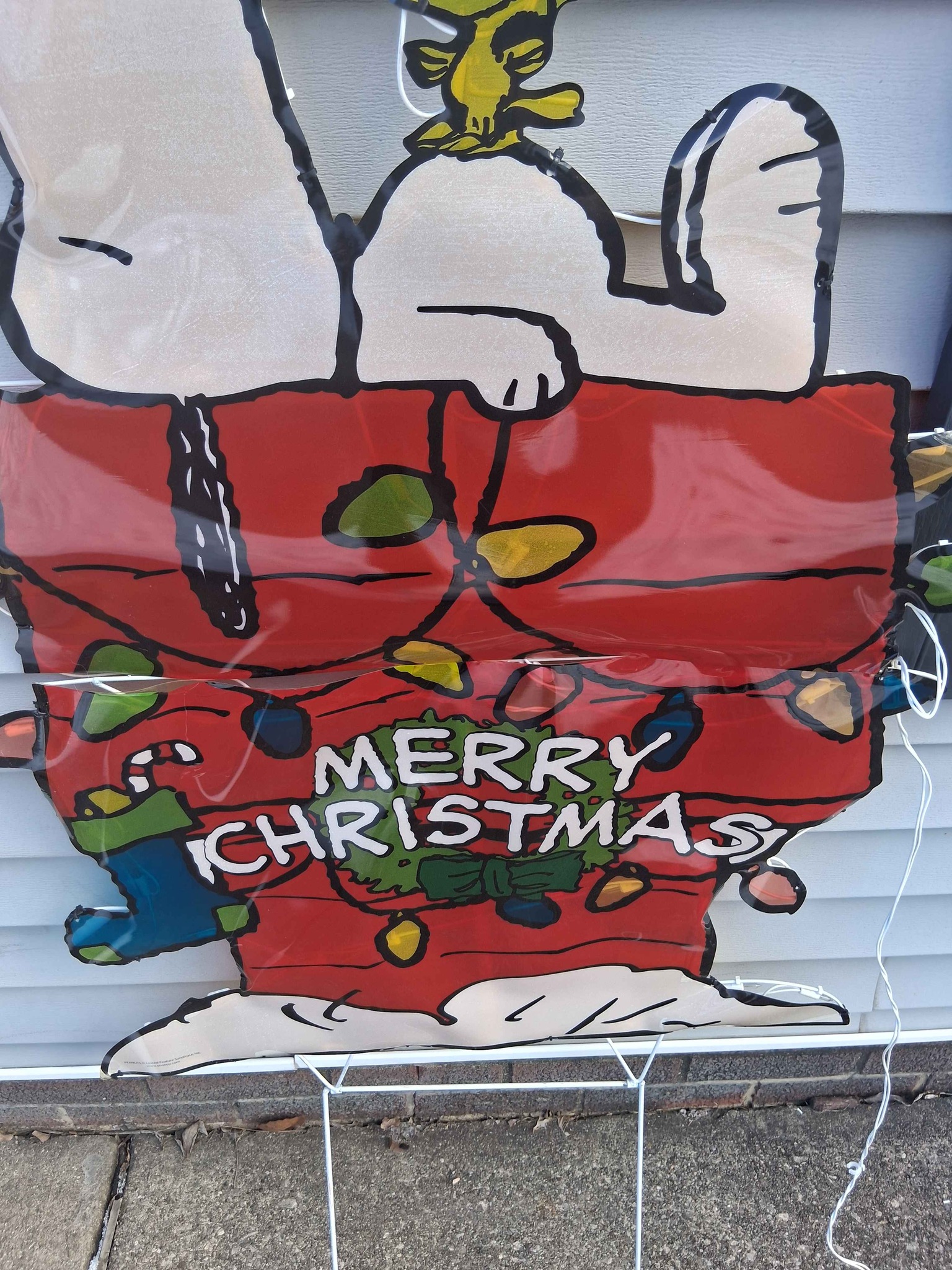 Peanuts Snoopy Merry ChristmasTall Lighted Display Sign Woodstock Works ...