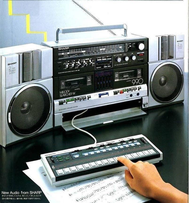 Sharp MR990 Synth Boombox released in 1985 at a price of $550. In