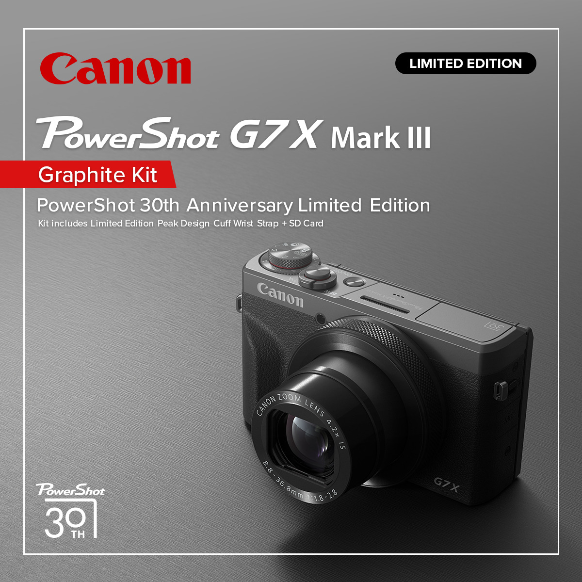 30 years. One iconic compact. The PowerShot G7 X Mark III Graphite 