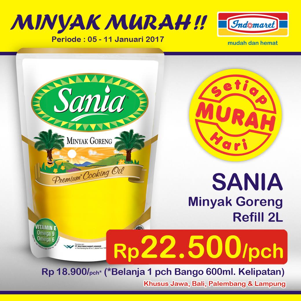 Indomaret - Dapatkan promo #MinyakMurah Sania refill 2L hanya Rp 22.500 ...