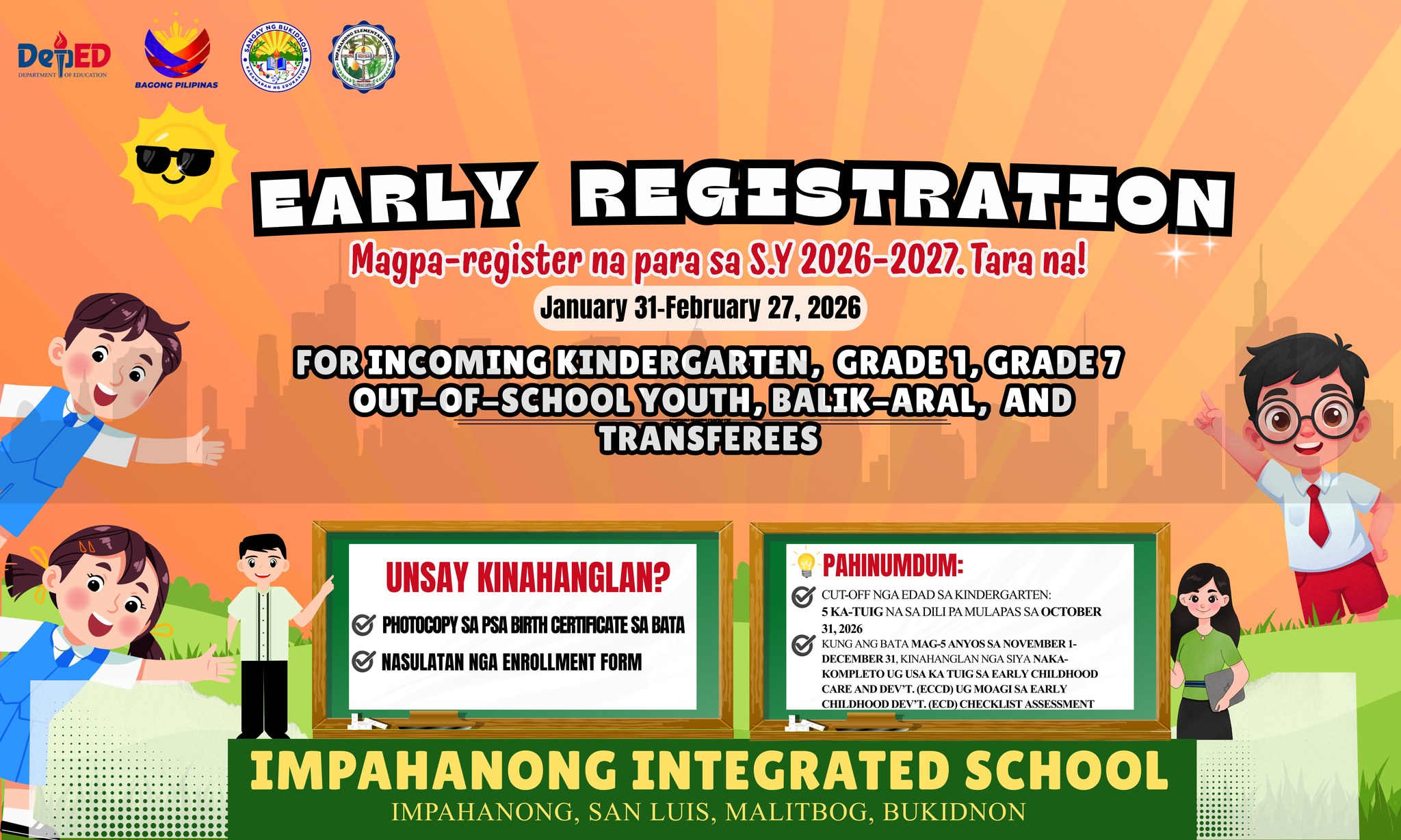 Impahanong - EARLY REGISTRATION SCHOOL YEAR 2026-2027 JANUARY 31 ...