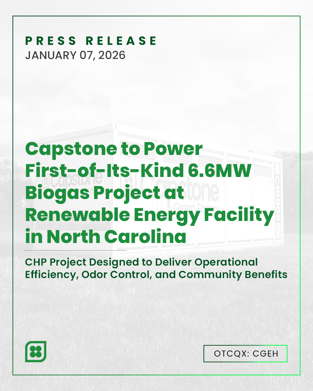 Capstone - 📢 Capstone Green Energy to Power First-of-Its-Kind 6.6MW ...