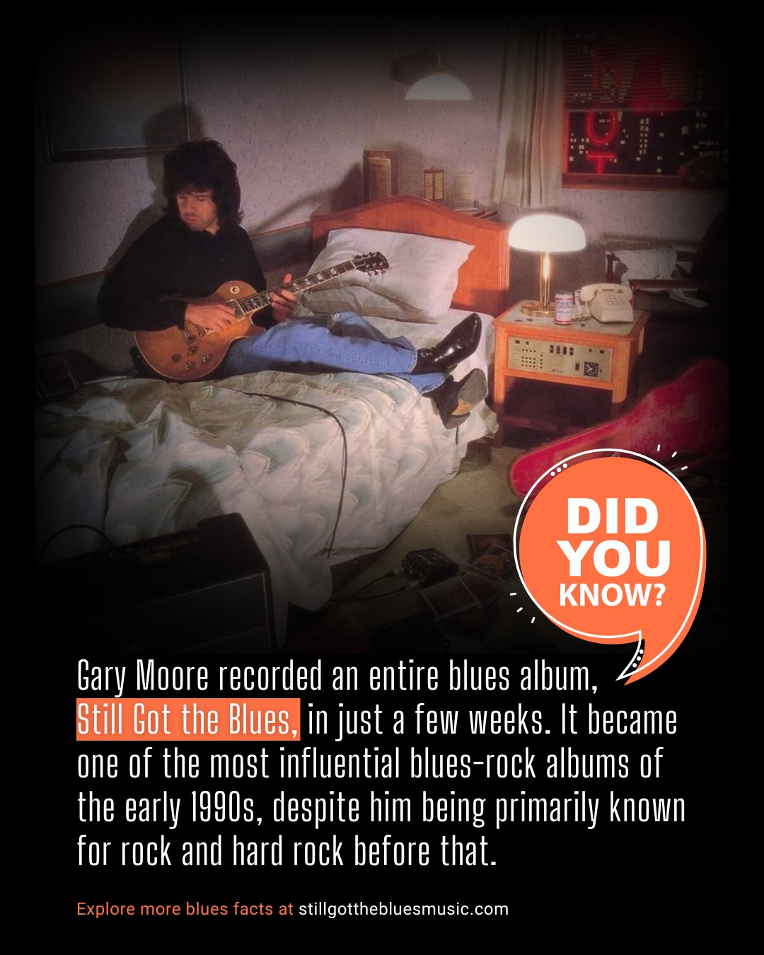 Gary Moore promotional photo for the 'Power Of The Blues' album in