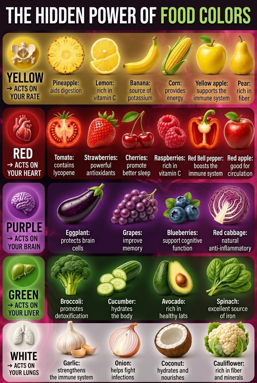 DID YOU KNOW? The color of your food may tell you a lot about its nutritional benefits! 1️⃣ Start by adding at least one colorful fruit or vegetable to every meal. 2️⃣