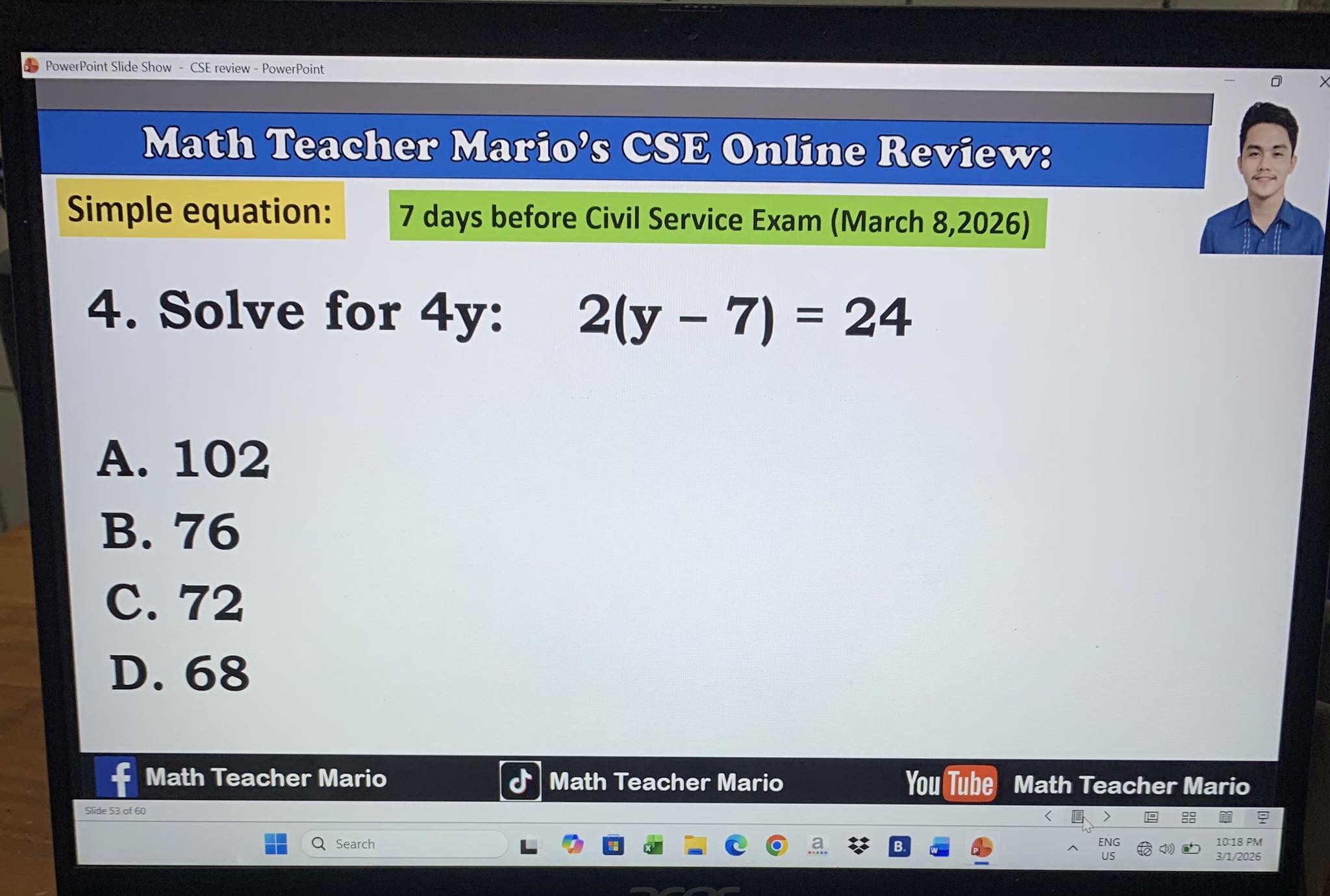 Simple equation‼️ #CSEReview... - Math Teacher Mario | Facebook