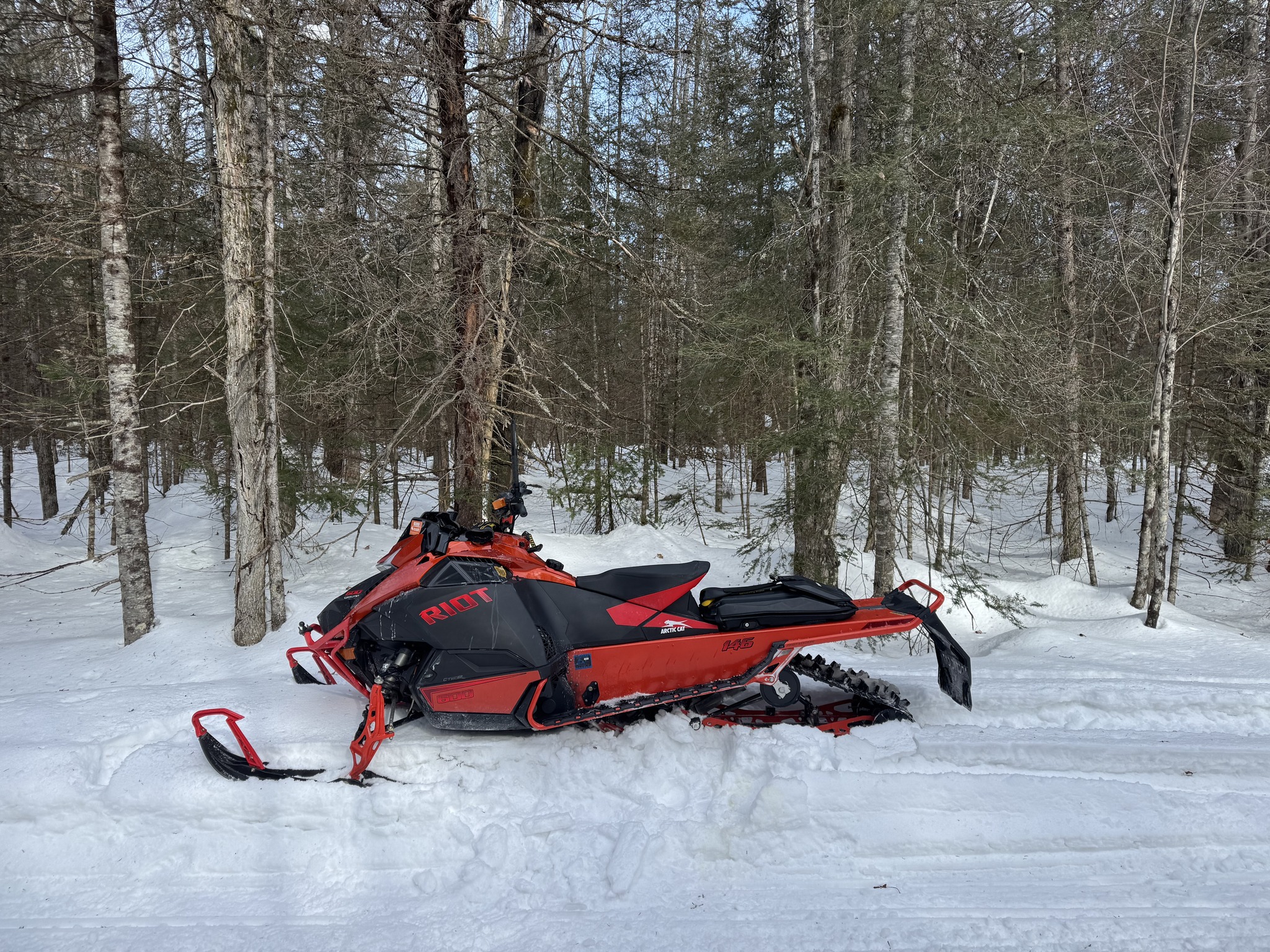 Riding a 600 snowmobile in Michigan