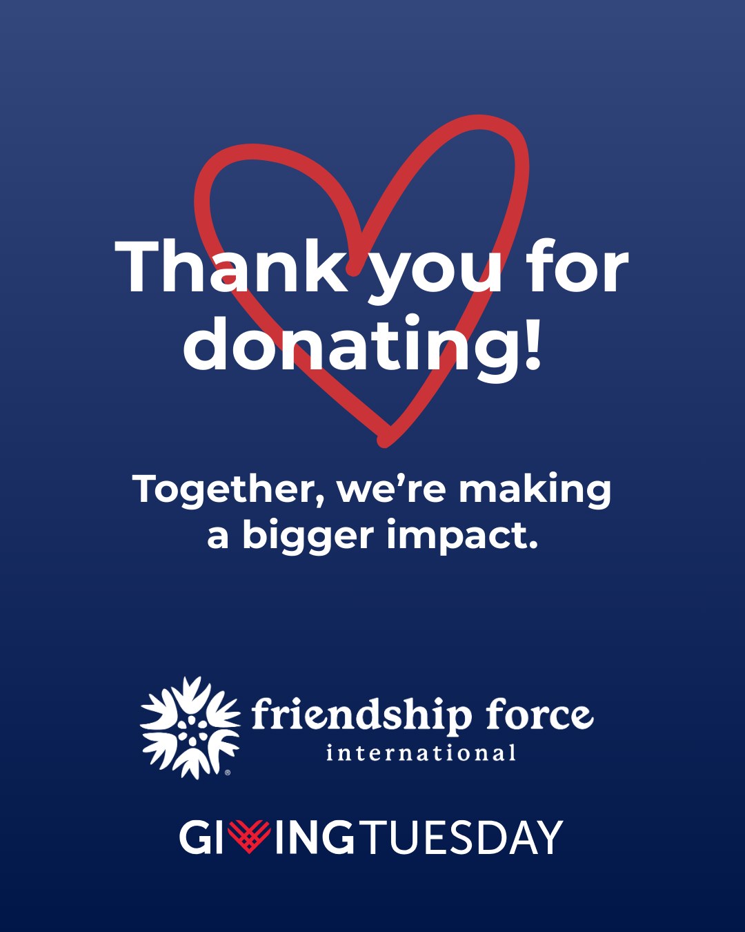 Your generosity moves us!... - Friendship Force International | Facebook