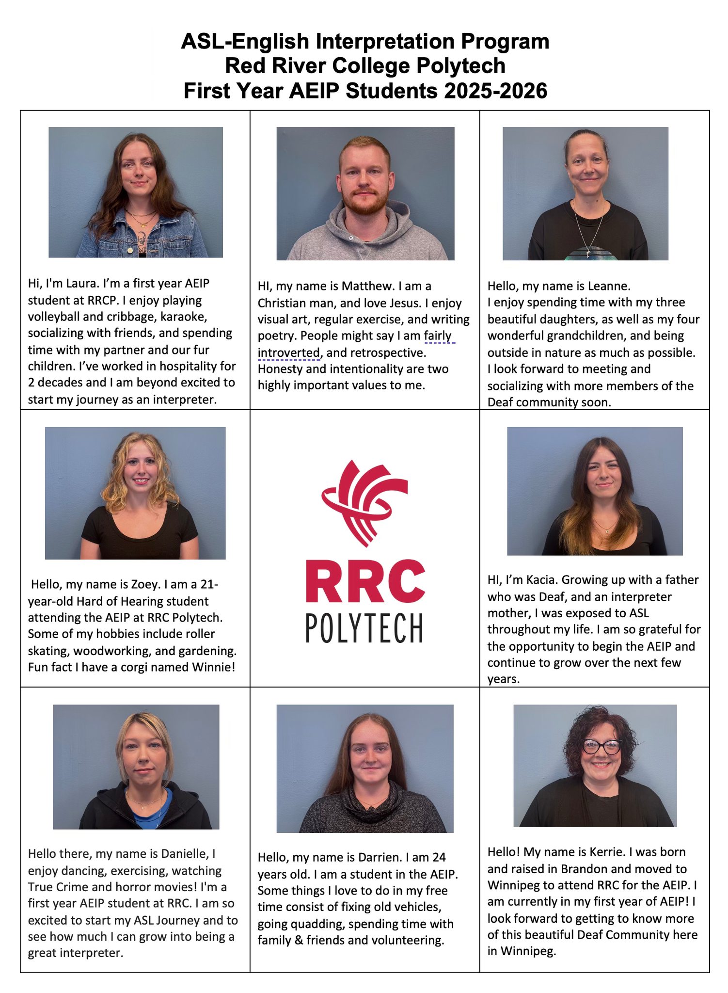 RRC - We are excited to introduce you all to our new AEIP students ...