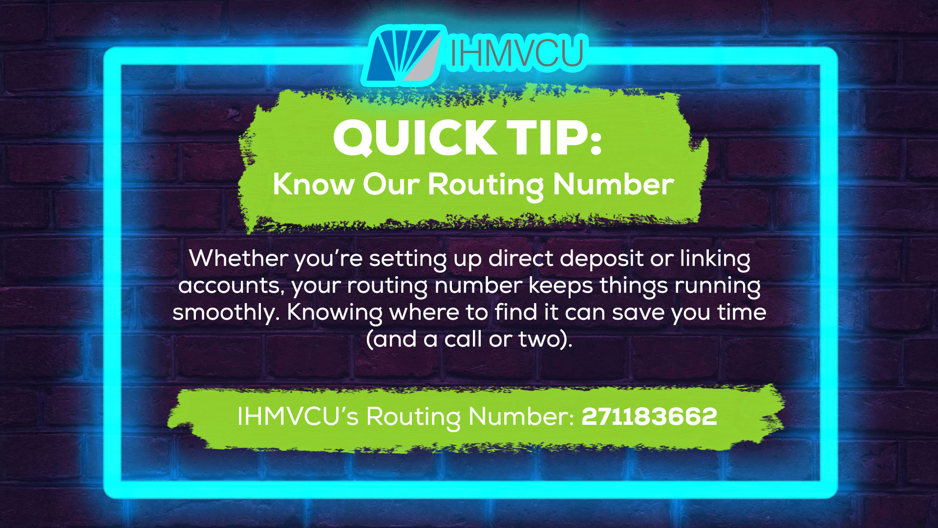 IHMVCU - Did you know you can easily find our routing... | Facebook