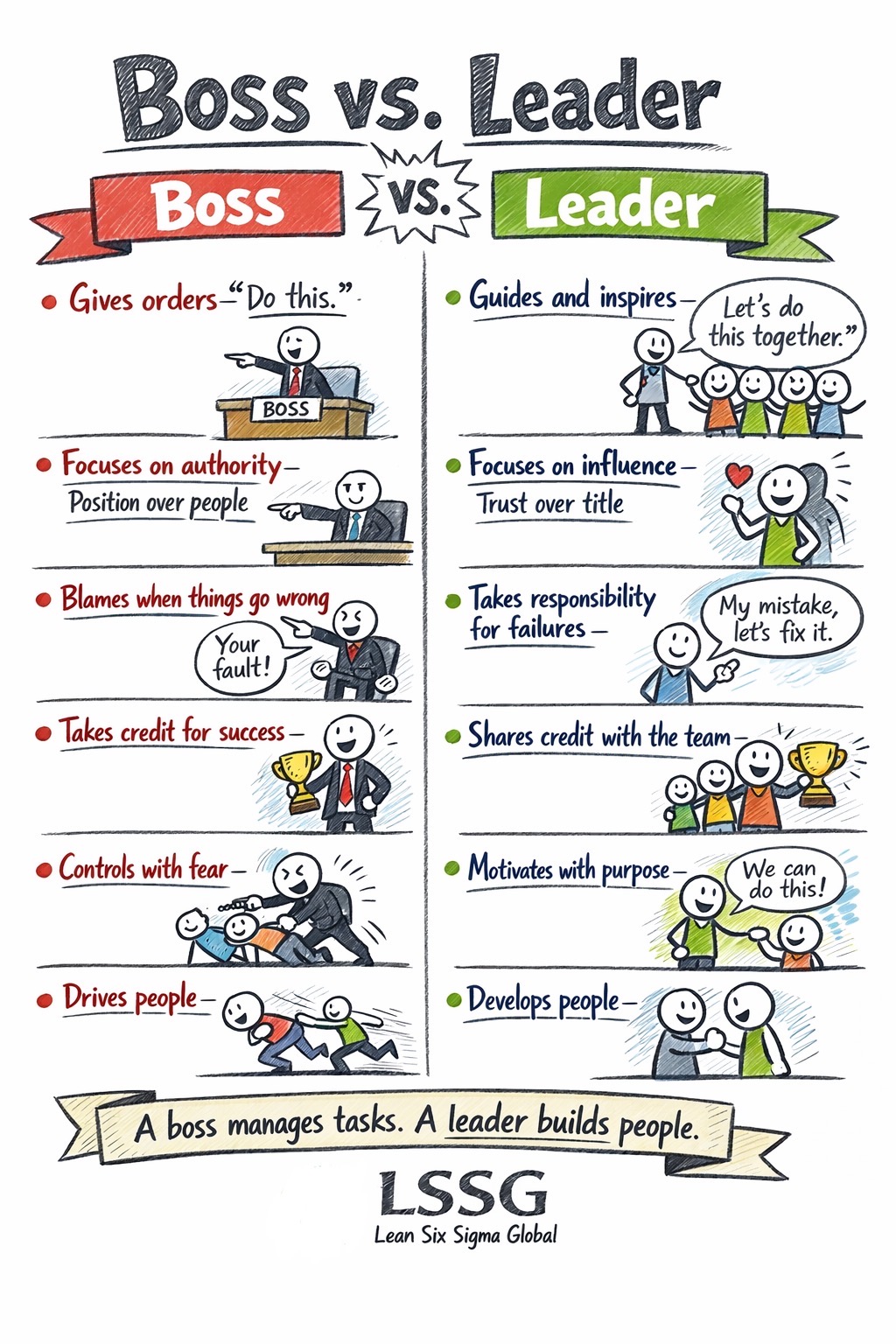 Lean - A good boss: Sets clear expectations, not confusion Listens more ...
