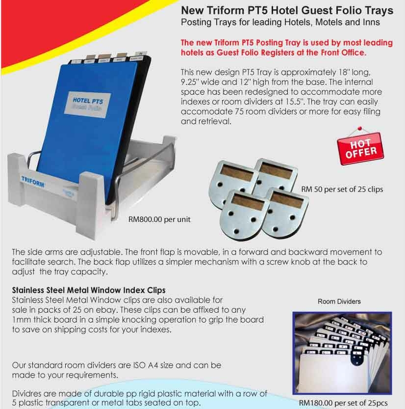 Kalamazoo PT5 Hotel Guest Folio Tray & Room Rack Systems