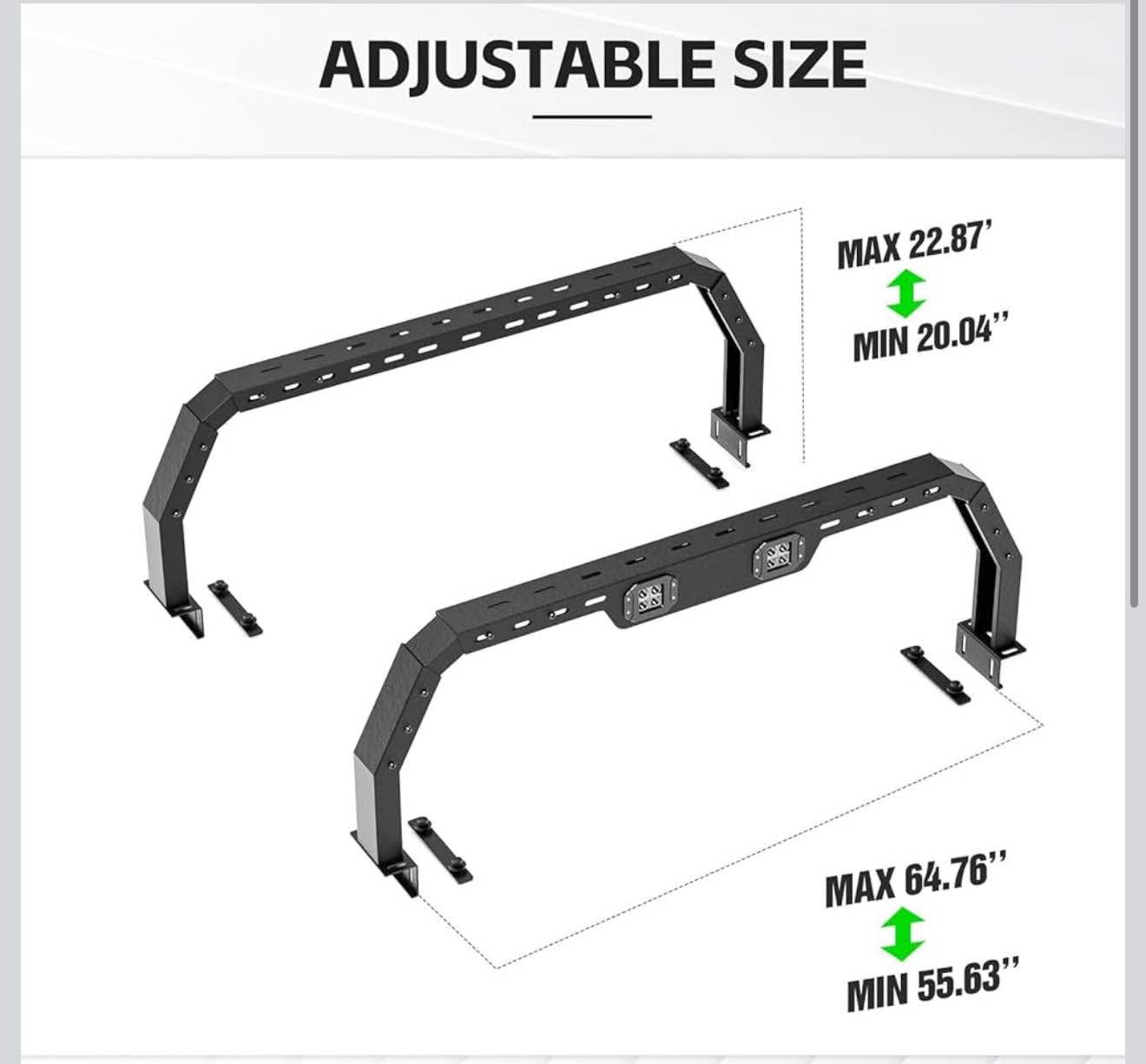 Bed Rack Overland Racks Truck Cargo Carrier with 2 LED Light Bar ...