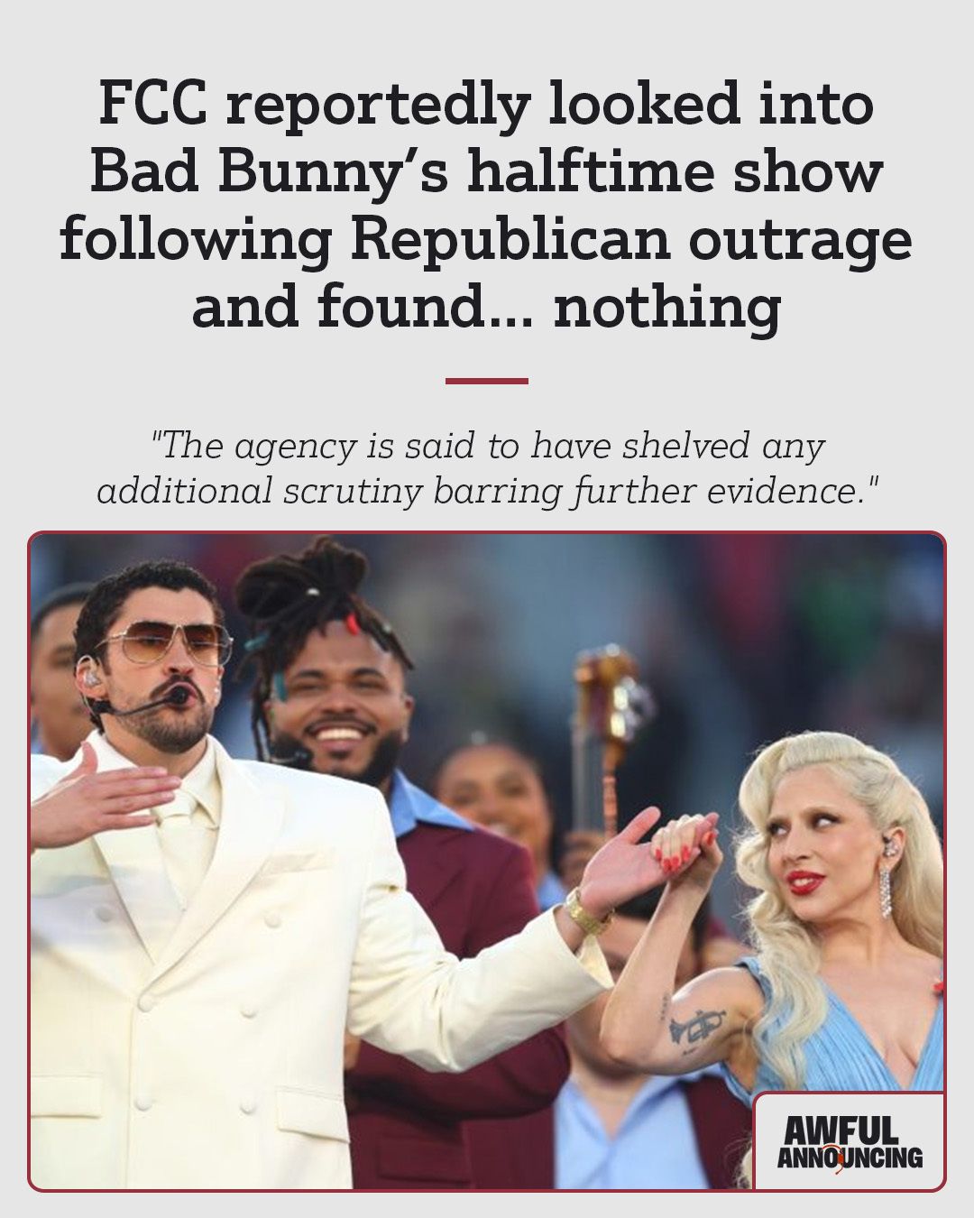 Awful - In the wake of Bad Bunny’s Super Bowl halftime show performance ...