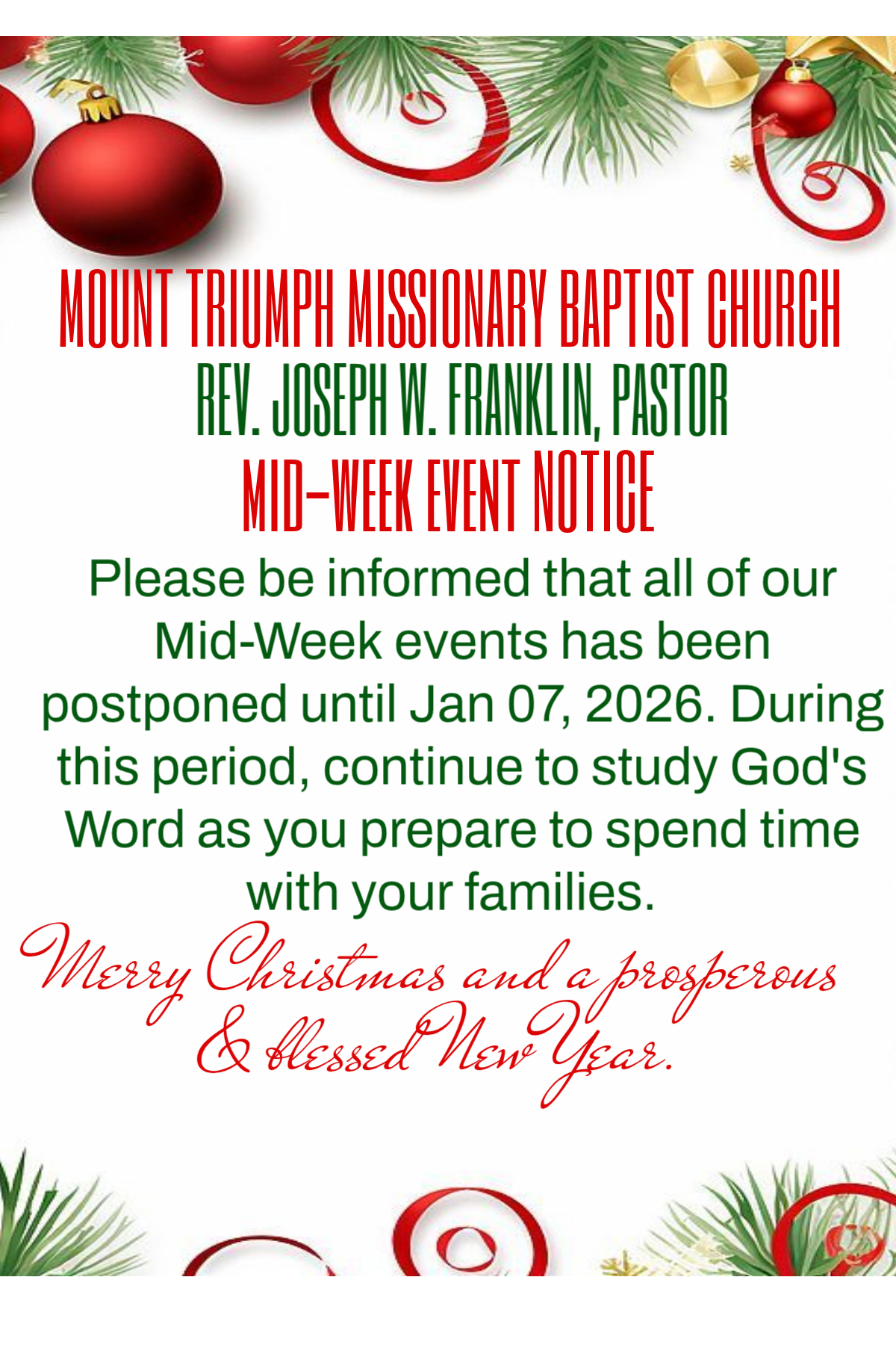 Mount Triumph... - Mount Triumph Missionary Baptist Church | Facebook