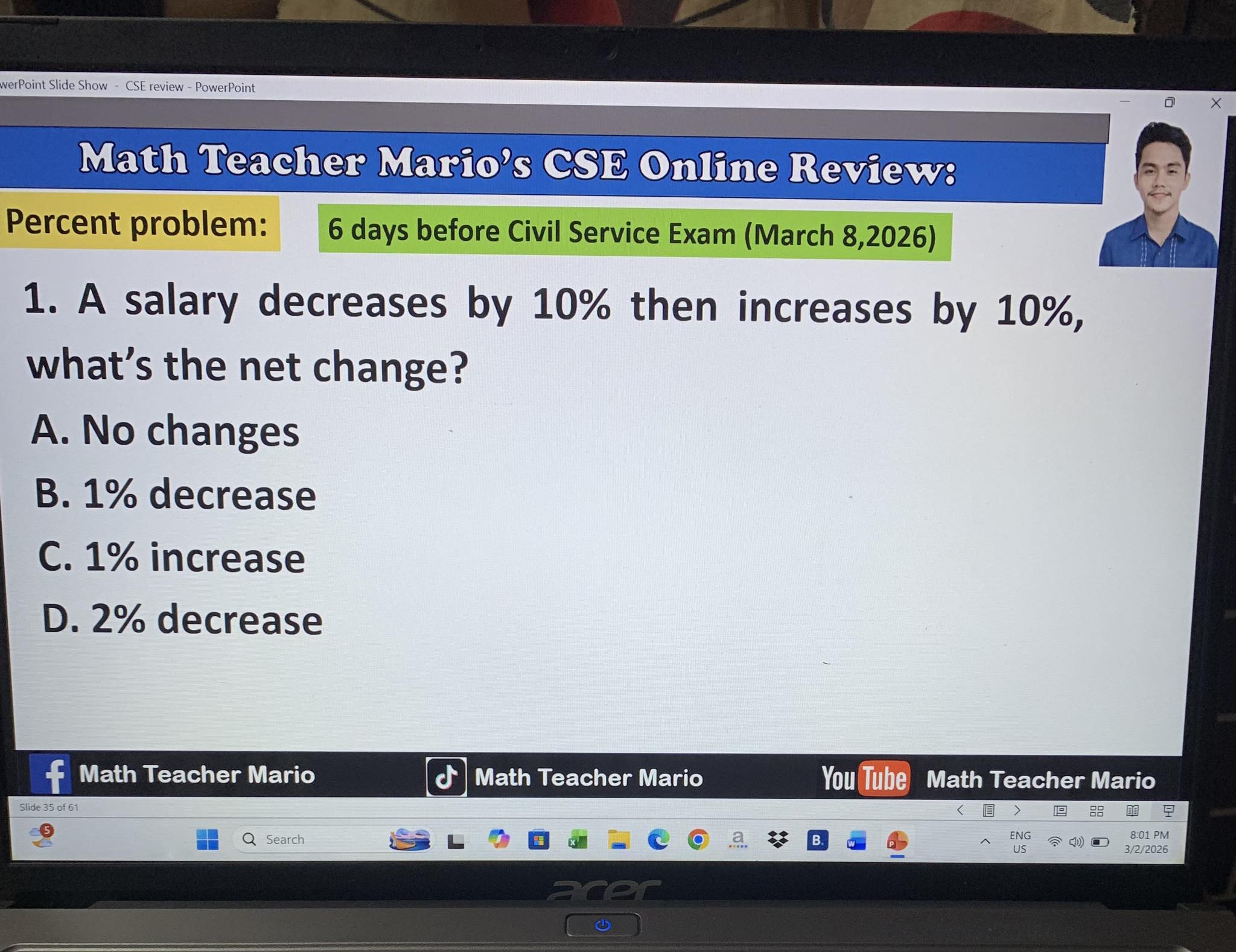 Percent problem‼️ #CSEReview... - Math Teacher Mario | Facebook