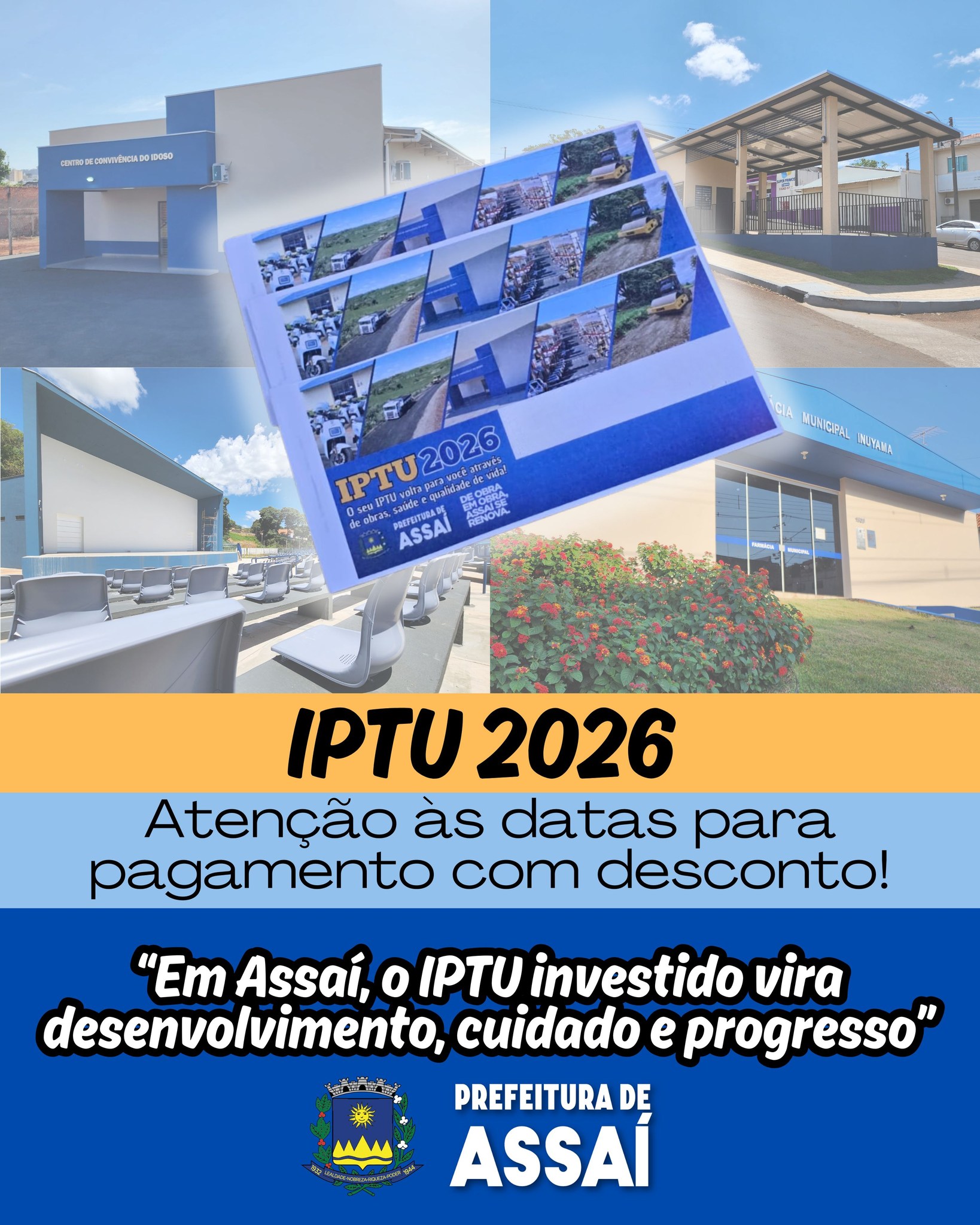 Prefeitura - IPTU 2026: ATENÇÃO ÀS DATAS E GARANTA SEU DESCONTO! Os ...