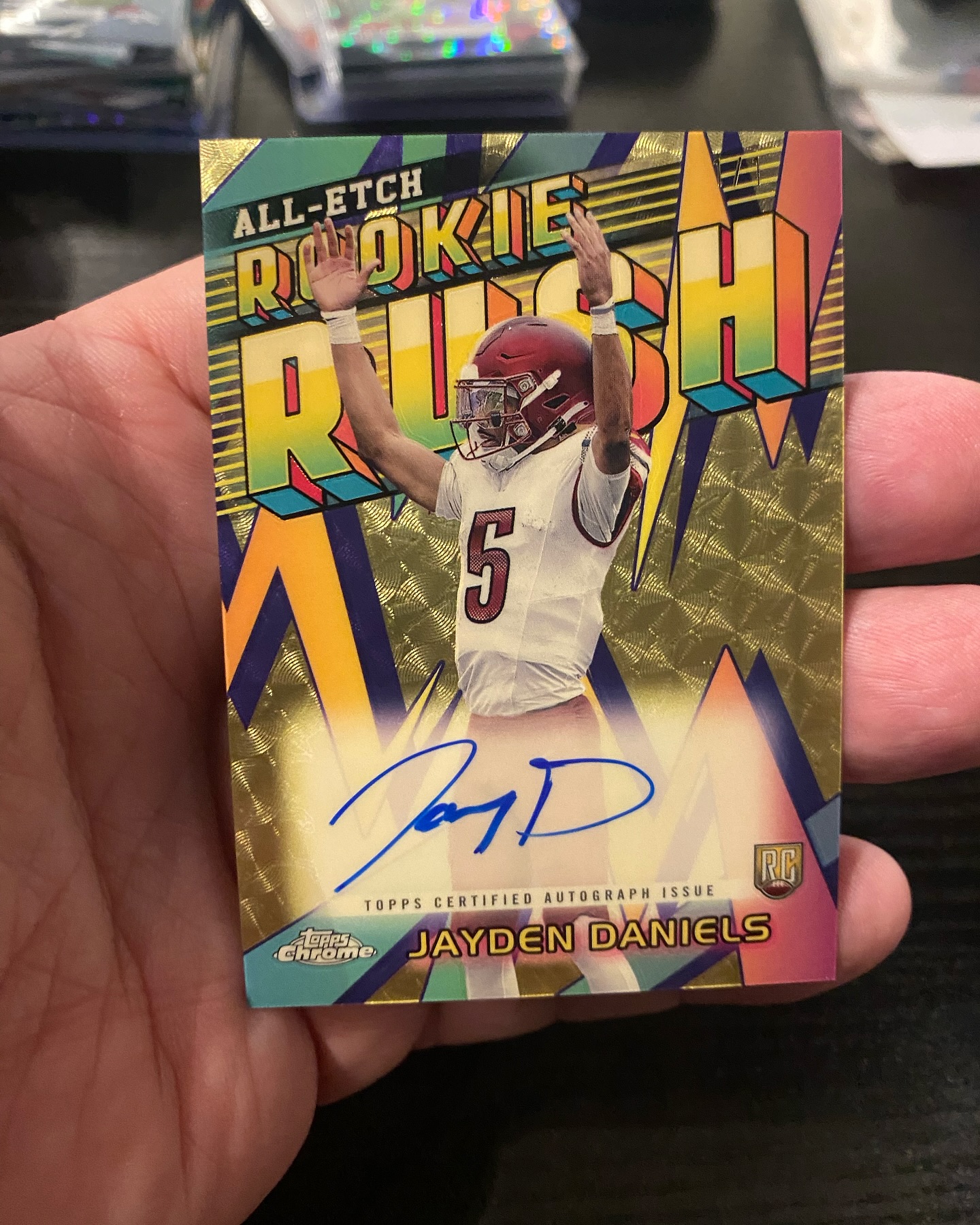 Jayden Daniels superfractor auto pulled at The Sports Card Shop