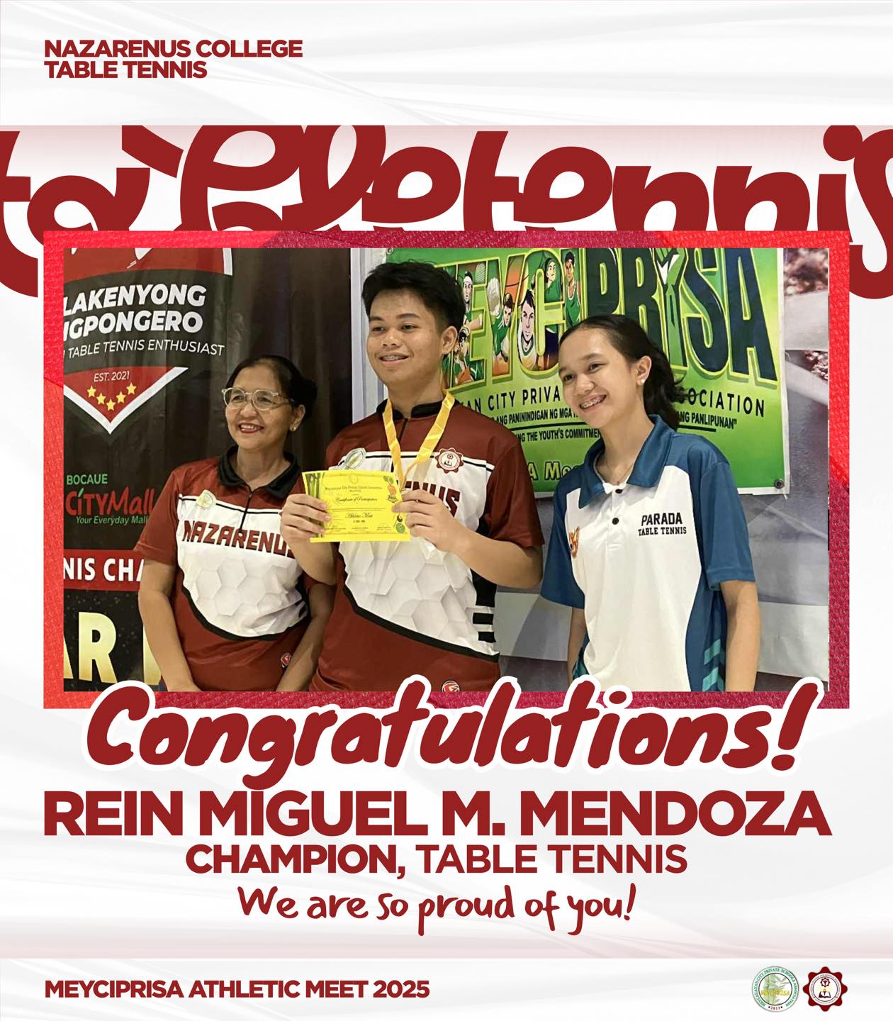 Nazarenians - CONGRATULATIONS, NAZARENIANS! 🏓 We extend... | Facebook