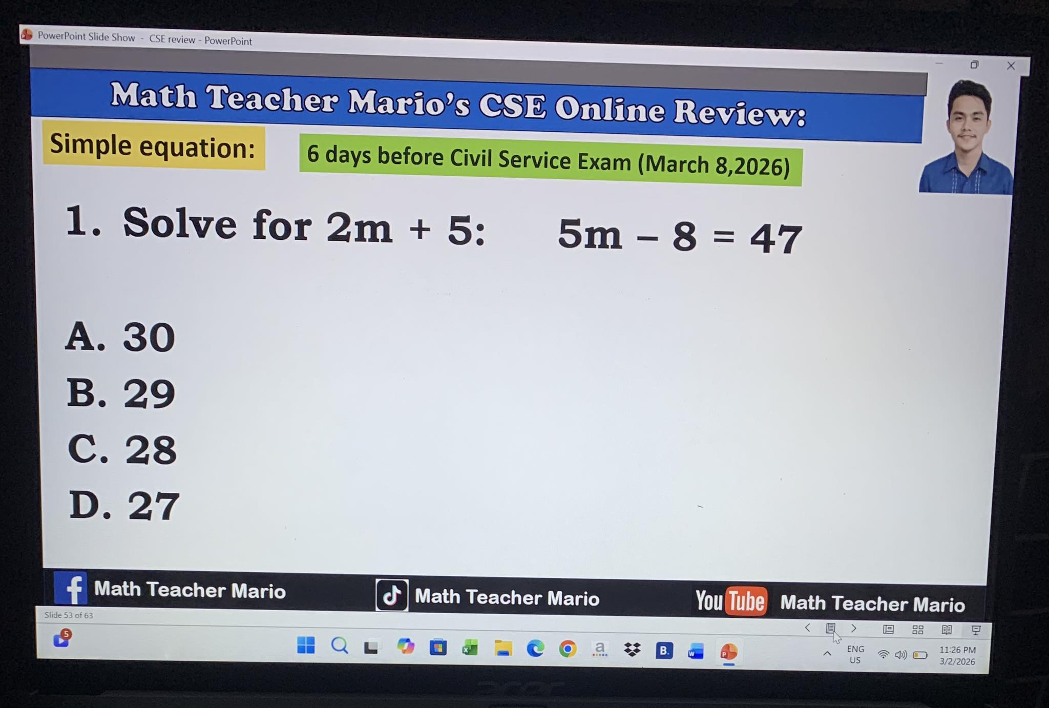 Simple equation‼️ #CSEReview... - Math Teacher Mario | Facebook