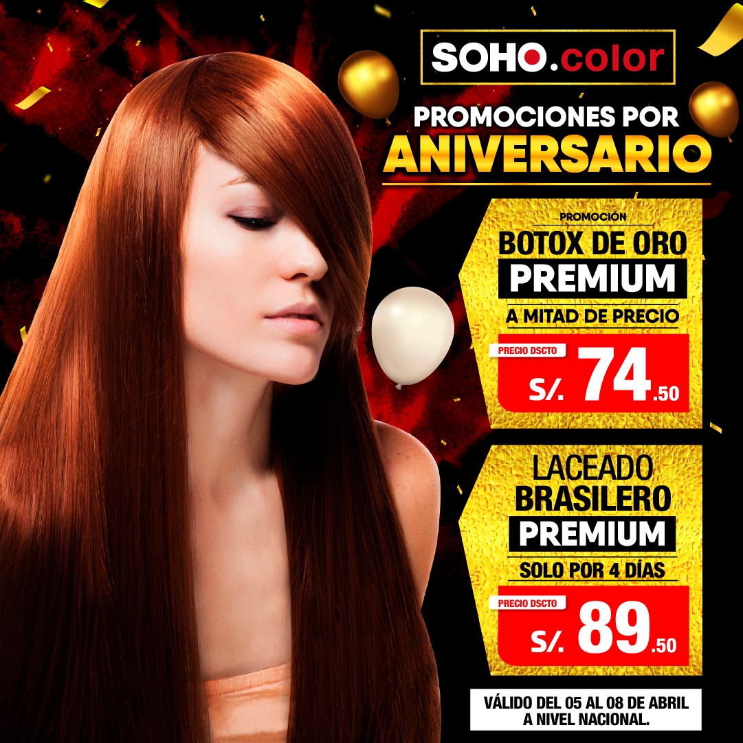 Soho Color - Huancayo - 🎉 𝗣𝗥𝗢𝗠𝗢𝗖𝗜𝗢𝗡𝗘𝗦 𝗣𝗢𝗥 𝗔𝗡𝗜𝗩𝗘𝗥𝗦𝗔𝗥𝗜𝗢 🎉 ¡No te puedes ...