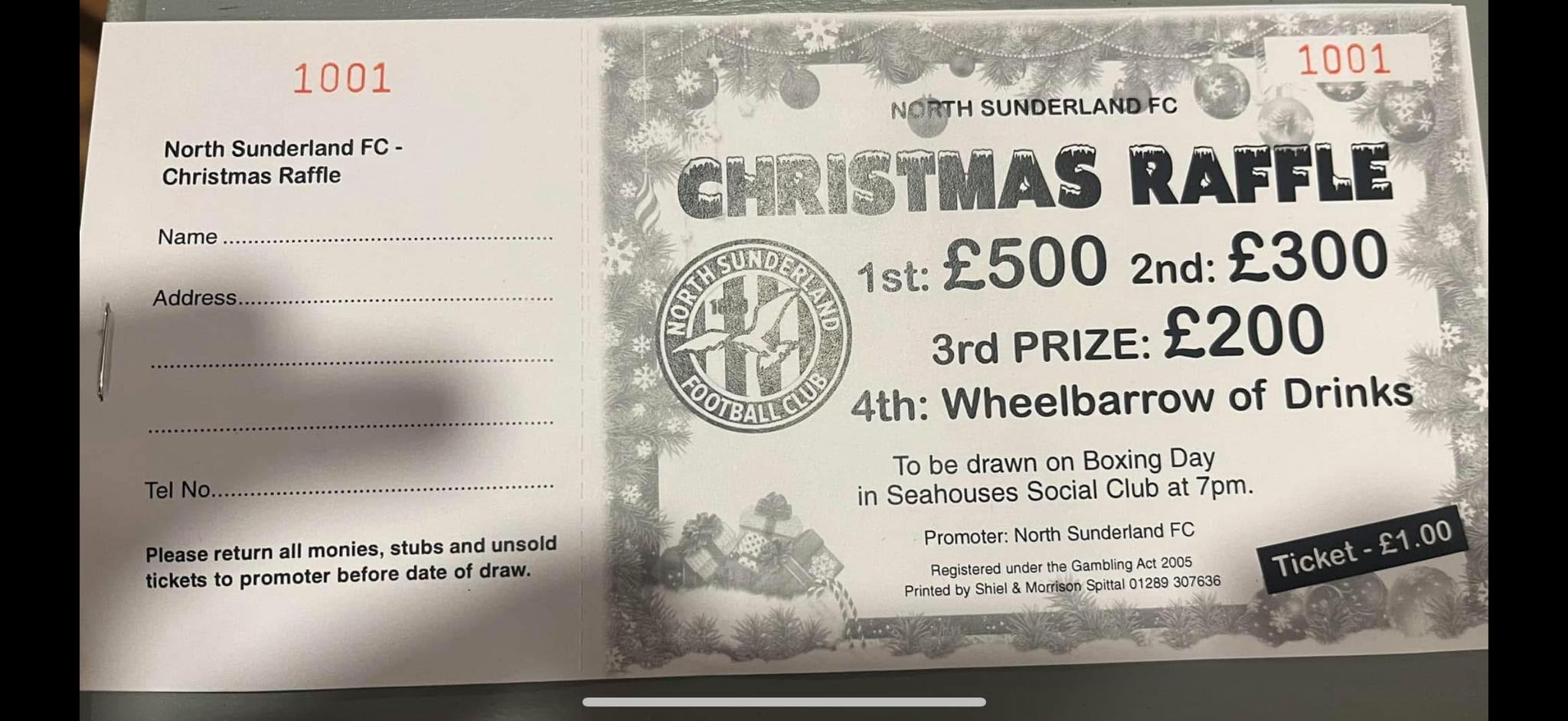 North - 🎄🎄 XMAS RAFFLE 🎄🎄 1st Prize - £500 2nd Prize - £300 3rd Prize ...