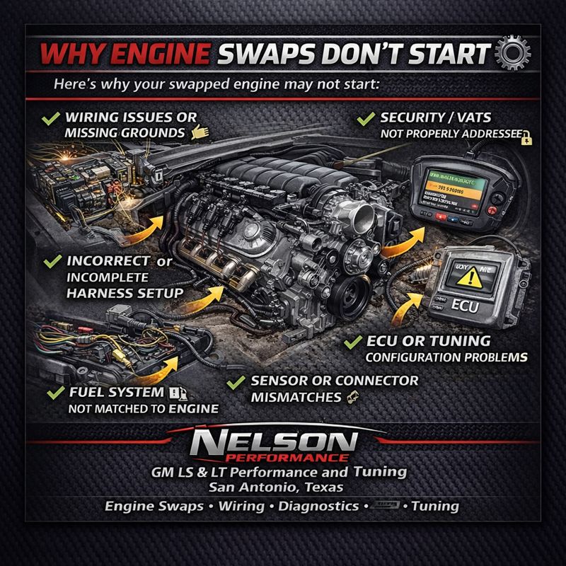 Nelson - ⚙️ WHY ENGINE SWAPS DON’T START ⚙️ This is something we see ...